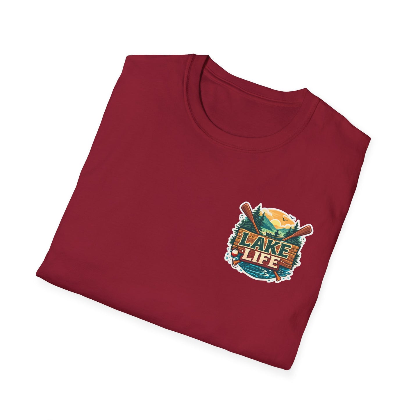 Lake Life T-Shirt — "Life Is Better at the Lake" Boat, Dock & Rocking Chair Design