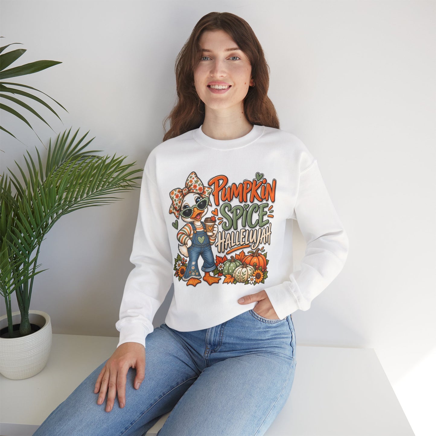 Pumpkin Spice Hallelujah Sweatshirt — Cute Fall Duck Graphic