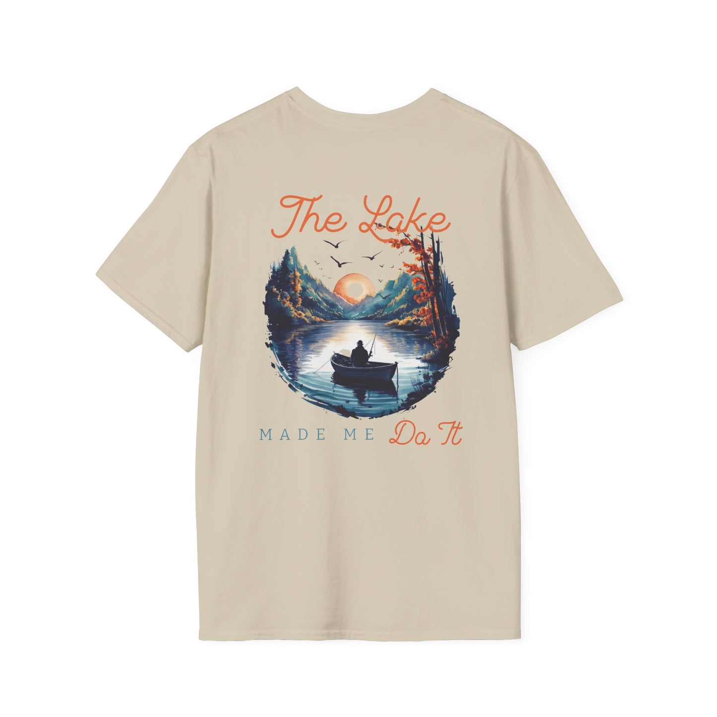 The Lake Made Me Do It Fishing Tee — Sunset Boat Graphic T-Shirt