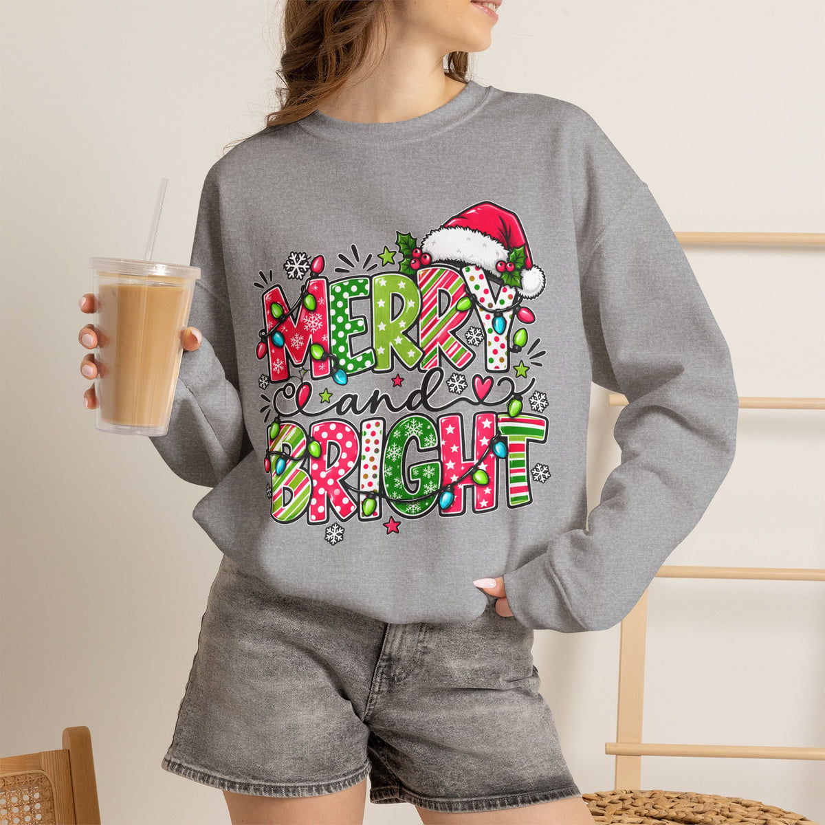 Merry and Bright Christmas Crewneck Sweatshirt