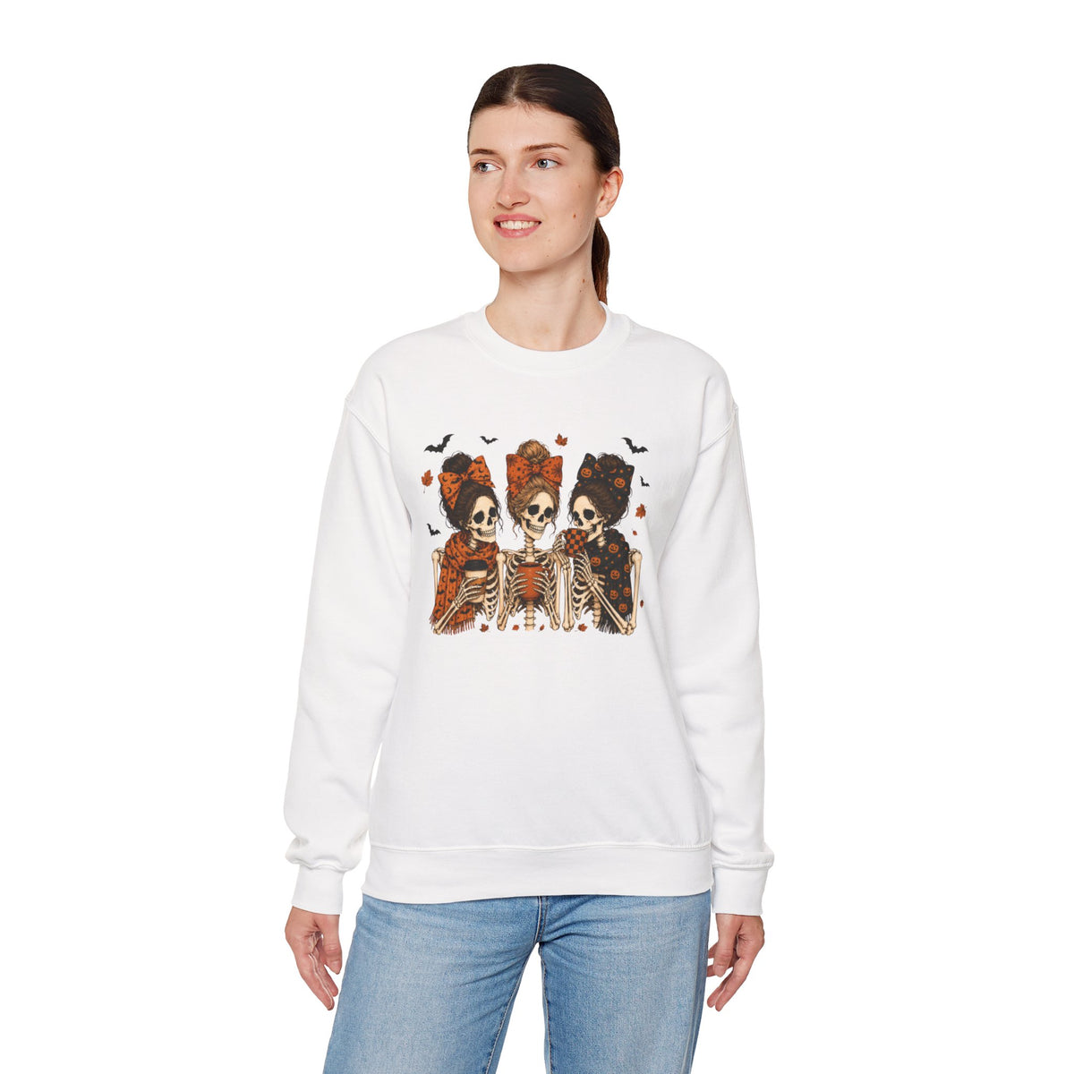 Skeleton Sisters Crewneck Sweatshirt — Halloween Day of the Dead Gothic Graphic