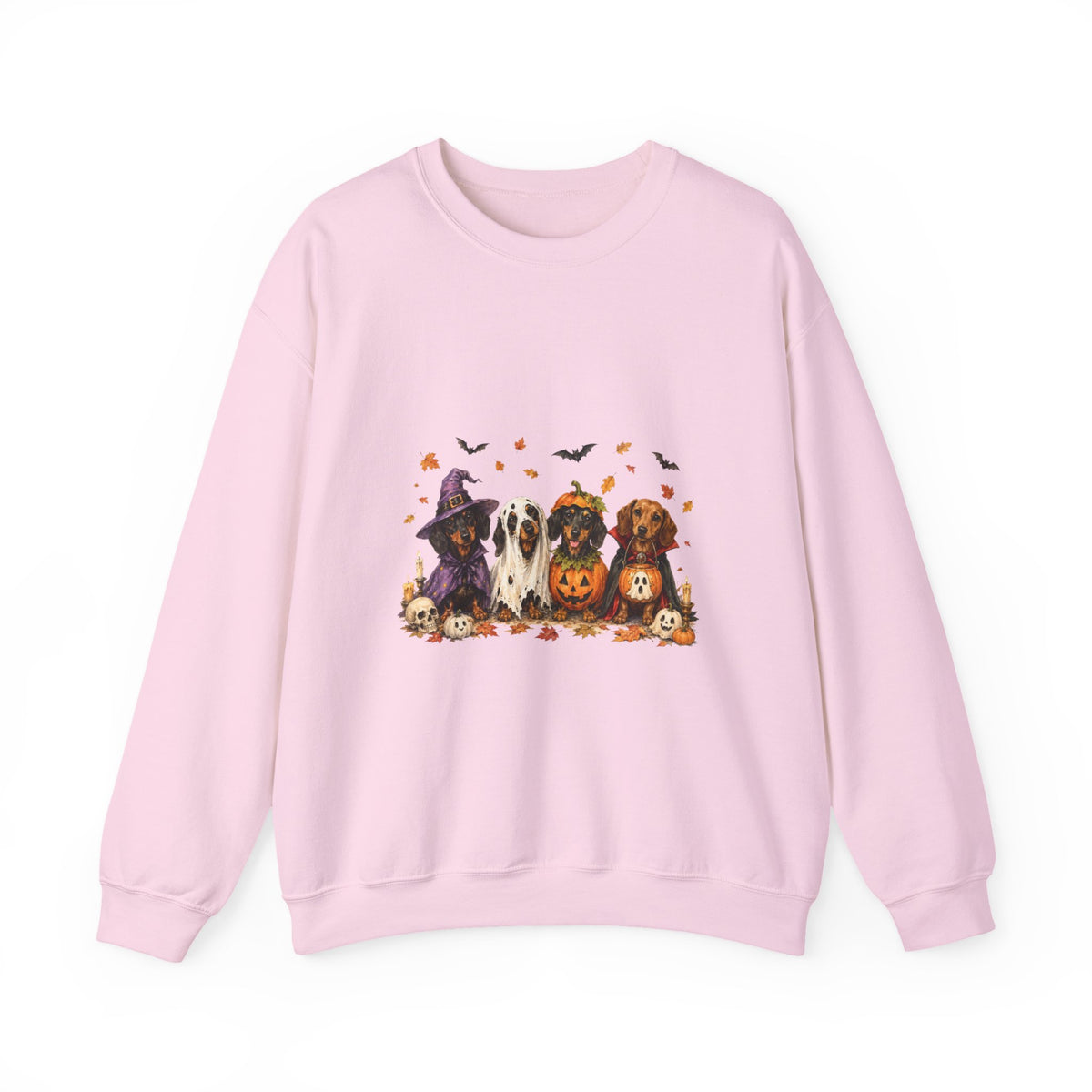 Halloween Dogs Crewneck Sweatshirt — Cute Pups in Witch Hats & Jack‑o’‑Lanterns