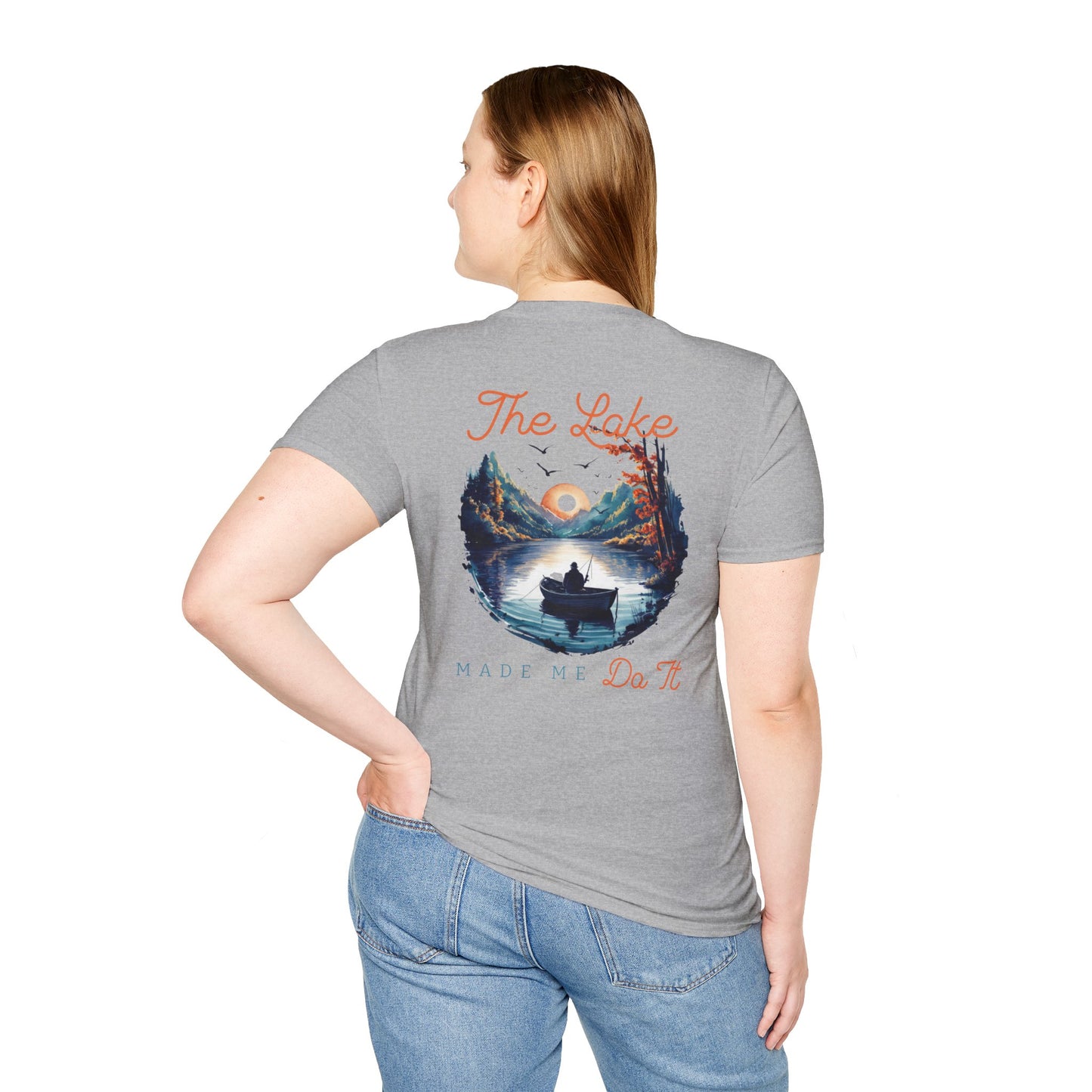 The Lake Made Me Do It Fishing Tee — Sunset Boat Graphic T-Shirt