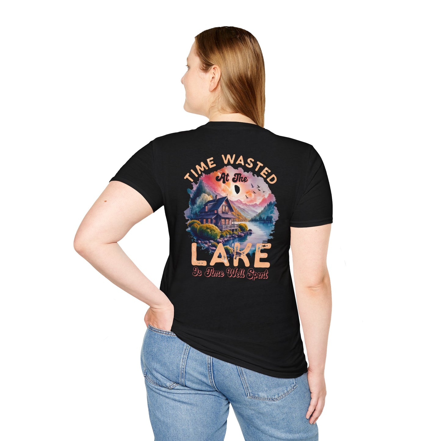 Lake Cabin T-Shirt — "Time Wasted at the Lake Is Time Well Spent"