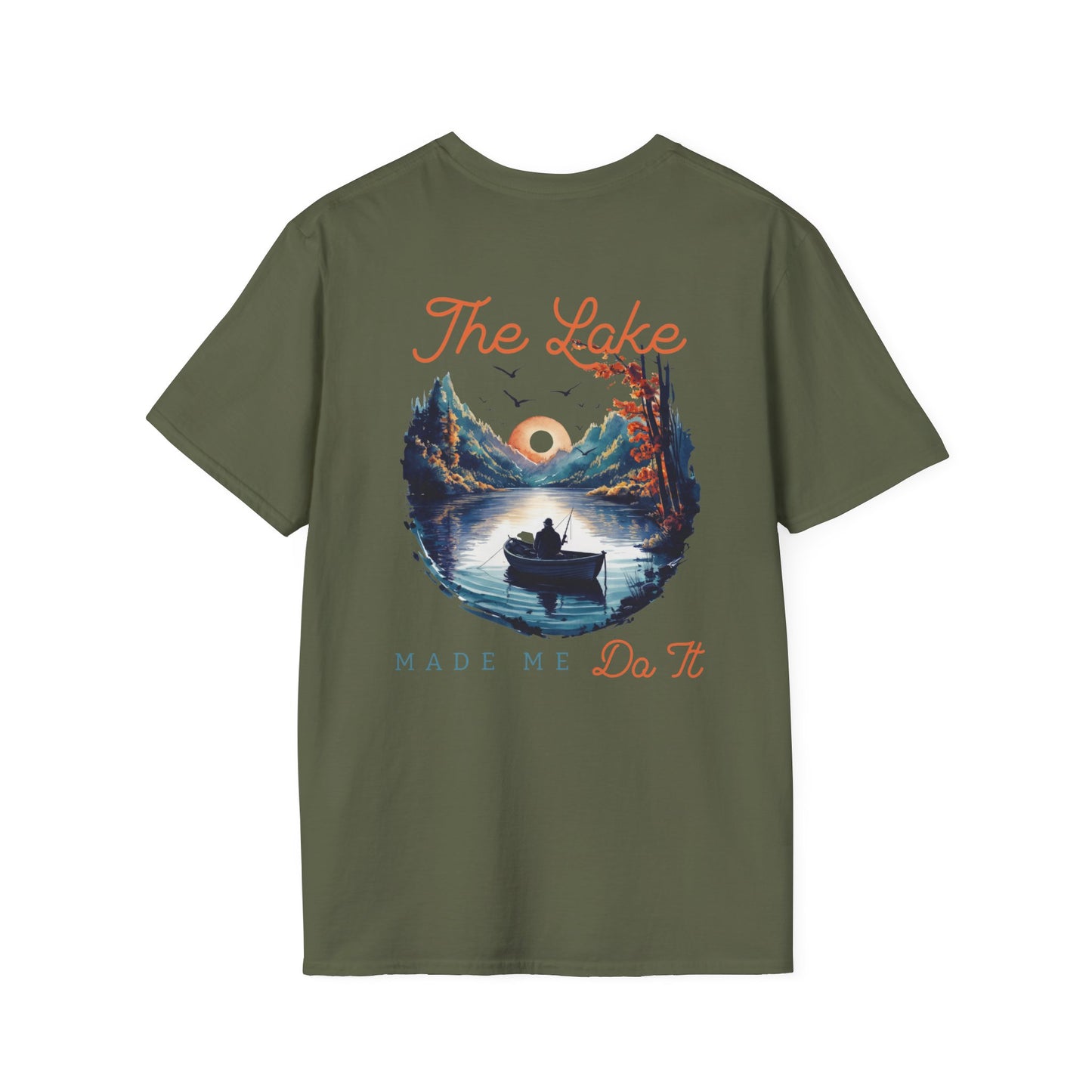The Lake Made Me Do It Fishing Tee — Sunset Boat Graphic T-Shirt