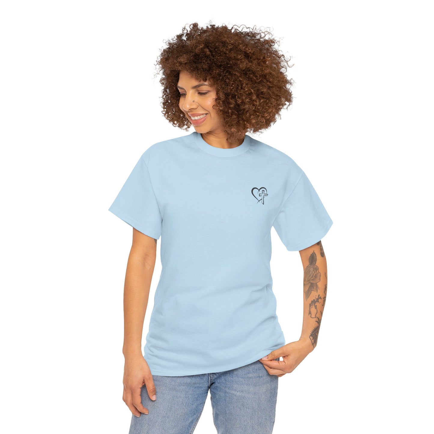 Floral 'Grow in Grace' Tee — Chest Heart & Back Wildflower Design