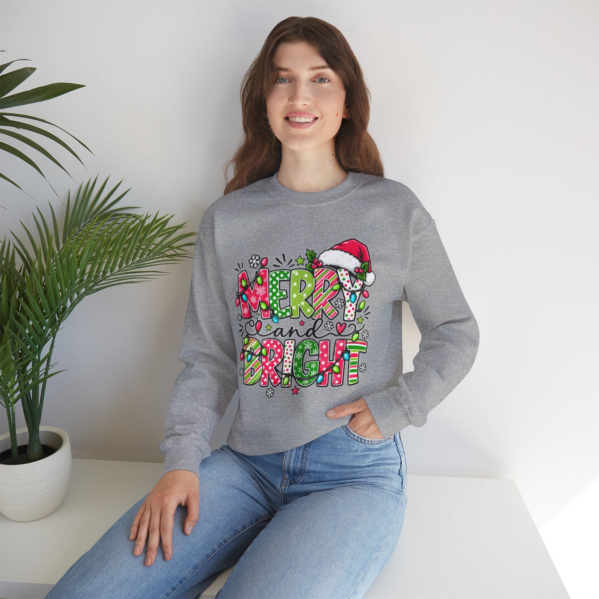 Merry and Bright Christmas Crewneck Sweatshirt