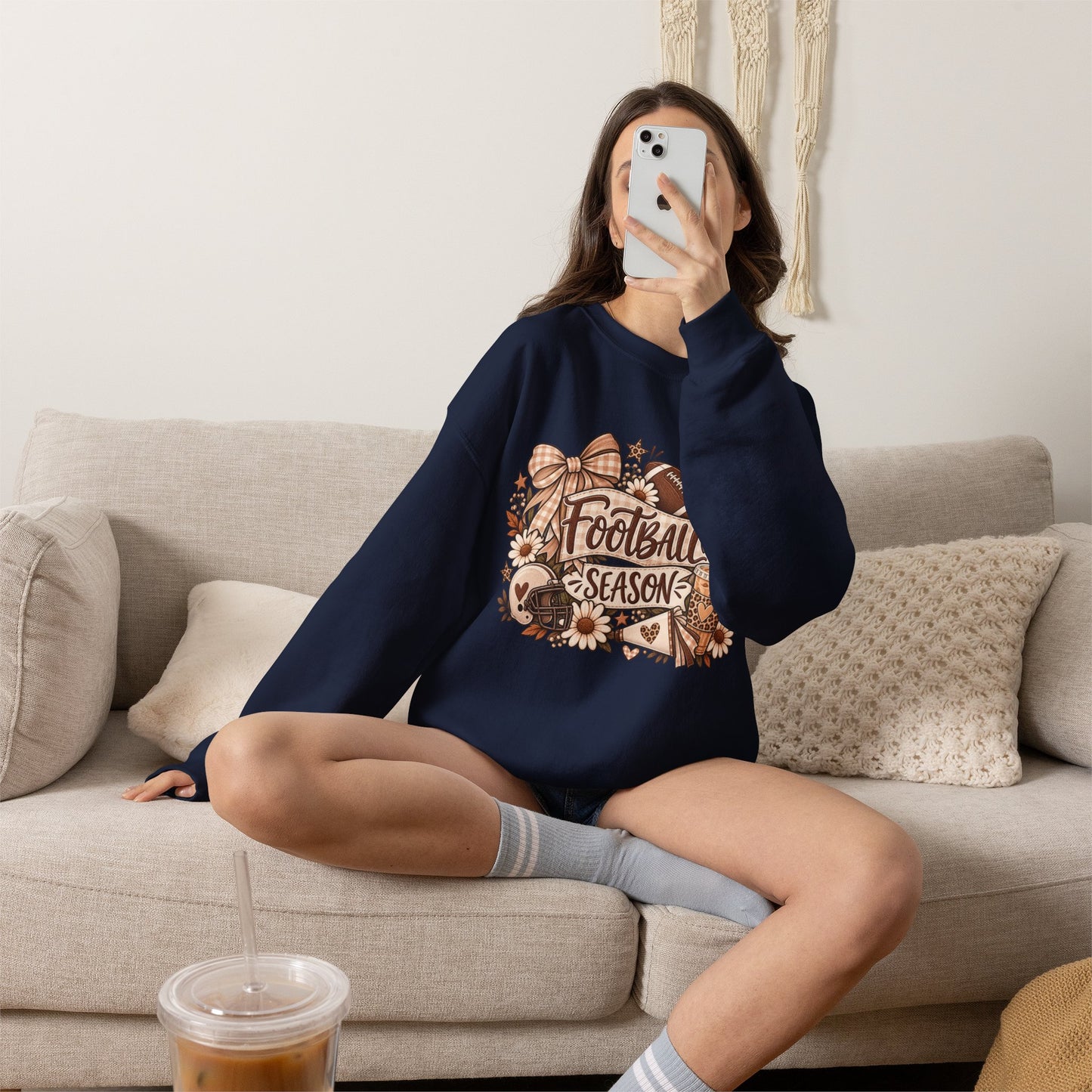 Football Season Crewneck Sweatshirt — Autumn Tailgate Graphic
