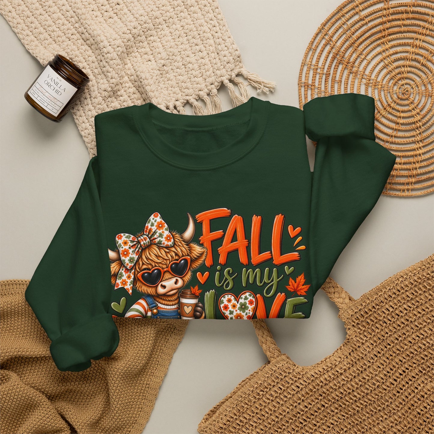 Fall Is My Love Language Sweatshirt — Cute Autumn Cow Graphic Crewneck