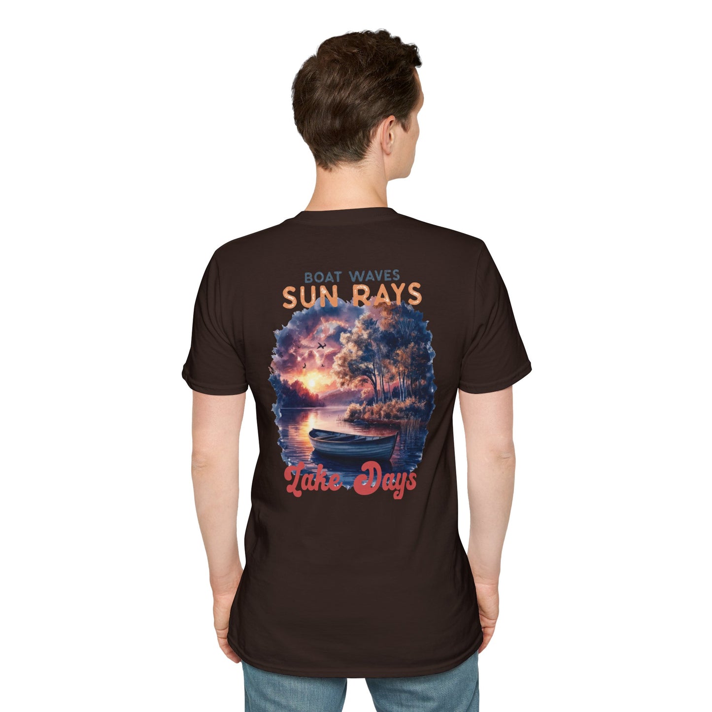 Lake Days Sunset Boat T-Shirt — Boat, Waves & Sun Rays
