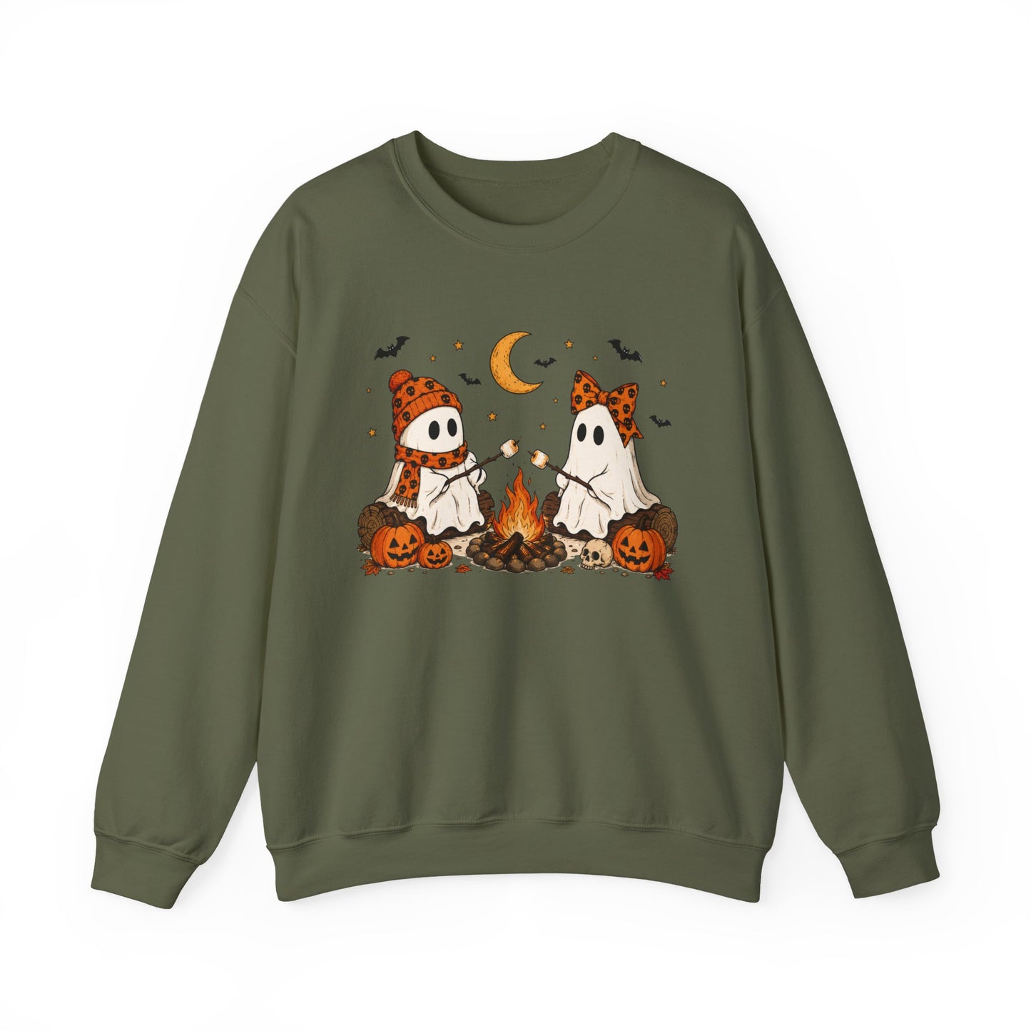 Halloween Ghost Campfire Sweatshirt – Cute Spooky Pumpkin Graphic Crewneck