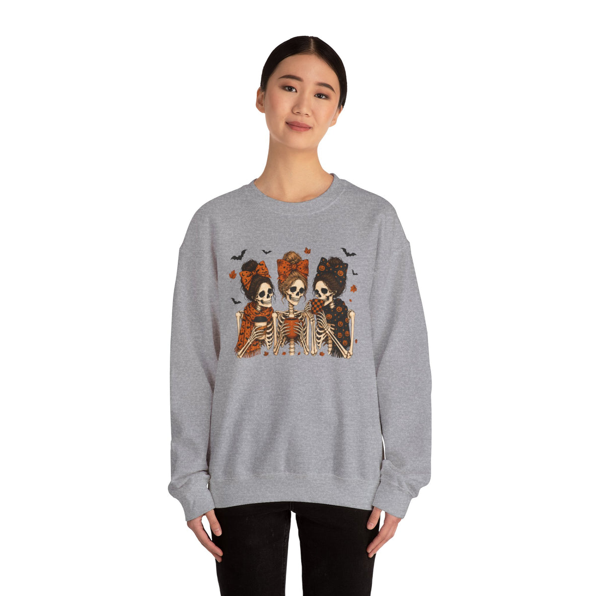 Skeleton Sisters Crewneck Sweatshirt — Halloween Day of the Dead Gothic Graphic