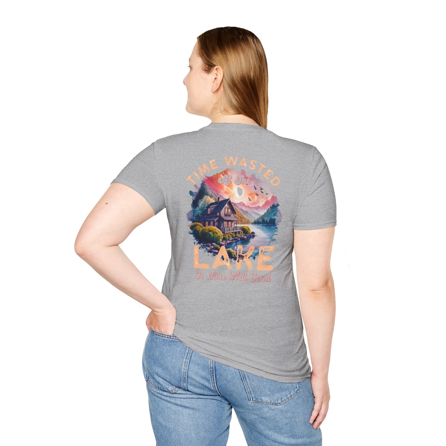 Lake Cabin T-Shirt — "Time Wasted at the Lake Is Time Well Spent"