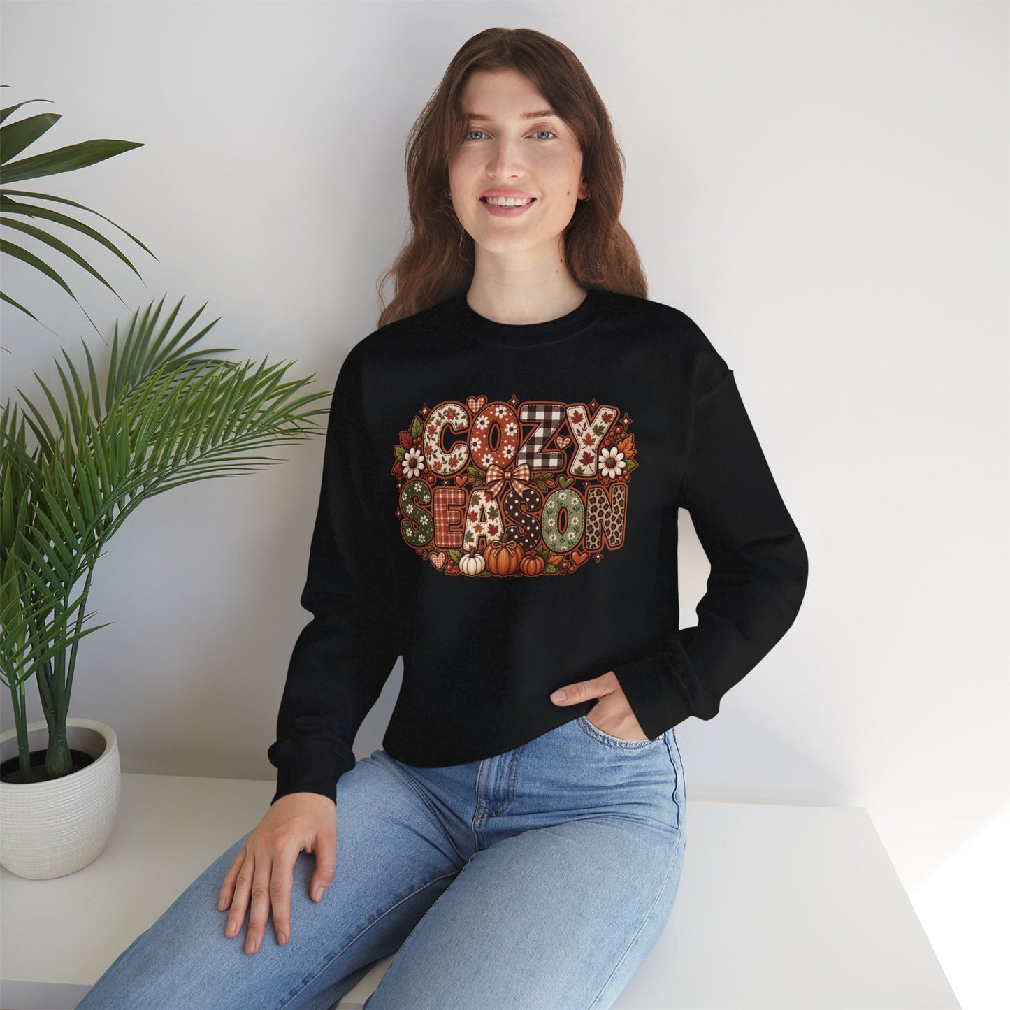 Cozy Fall Lettering sweatshirt | Autumn Pumpkin Leaves Crewneck