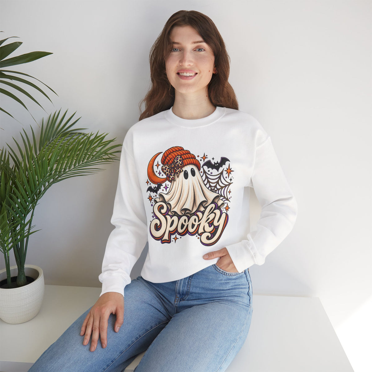 Halloween 'Spooky' Ghost Crewneck Sweatshirt