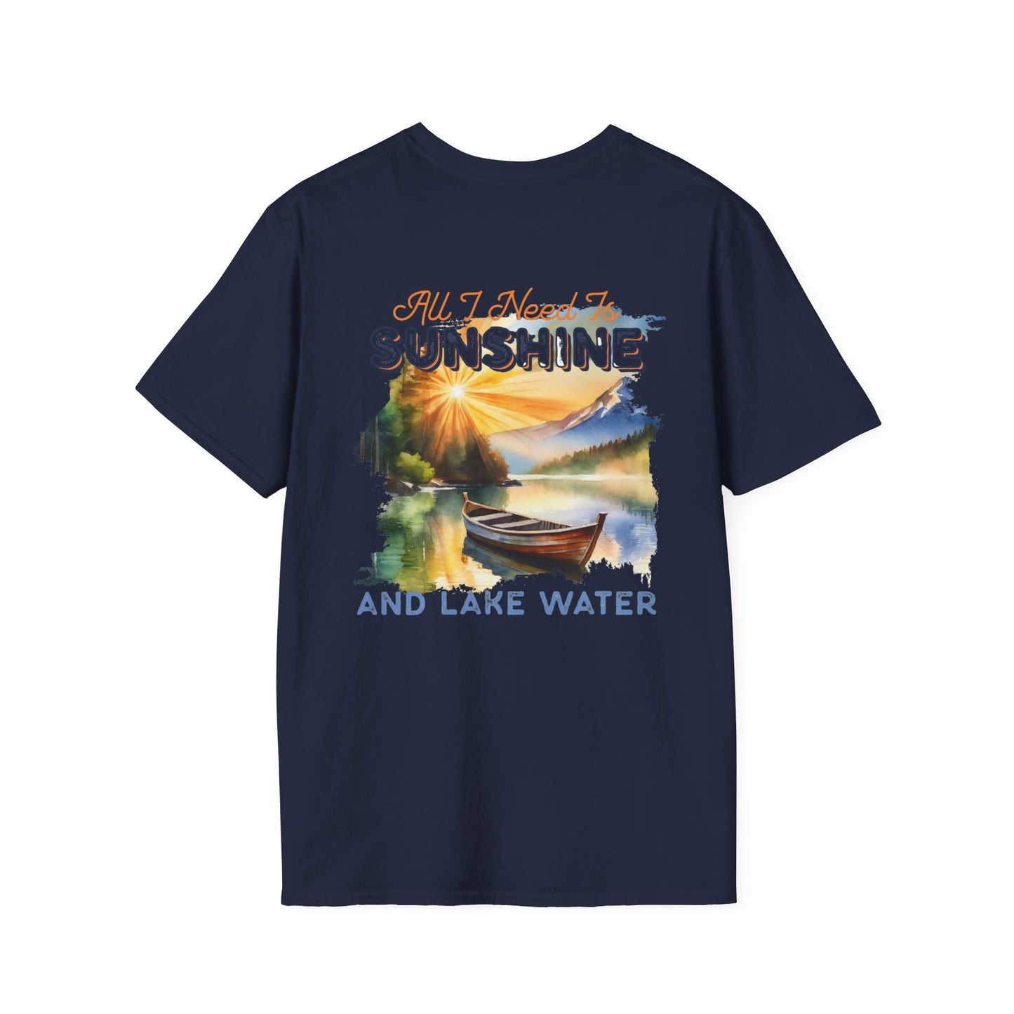 Sunshine & Lake Water Sunset T-Shirt — Boat on Lake View