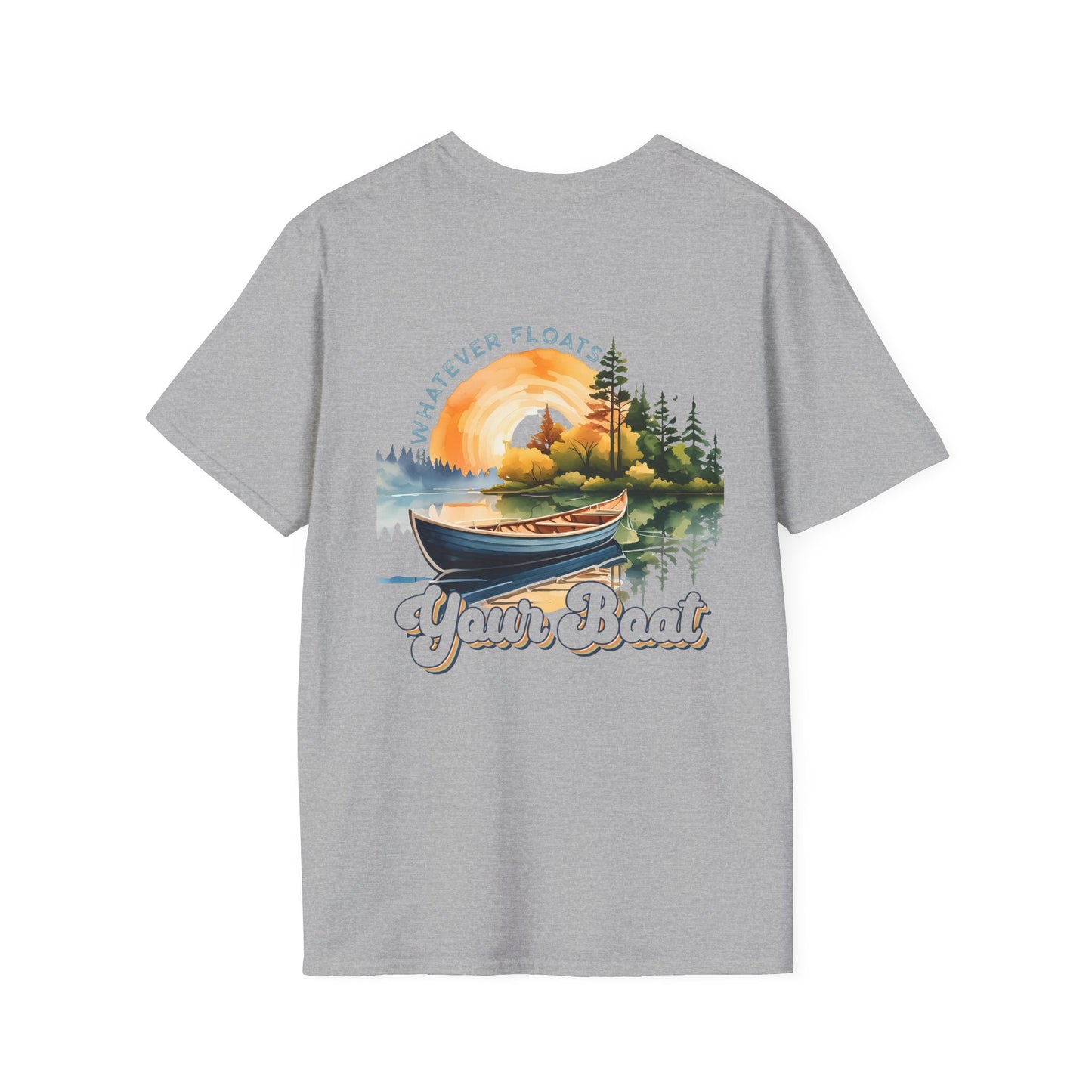 Boat Graphic T-Shirt — 'Whatever Floats Your Boat' Vintage Lake Sunset Tee