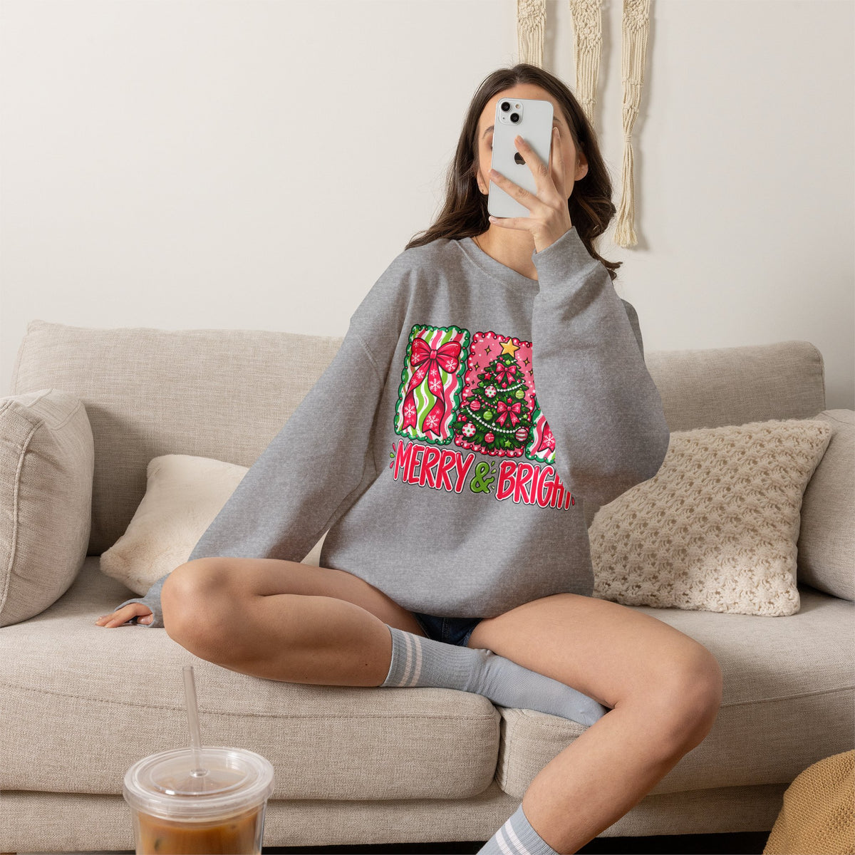 Merry & Bright Christmas Crewneck Sweatshirt
