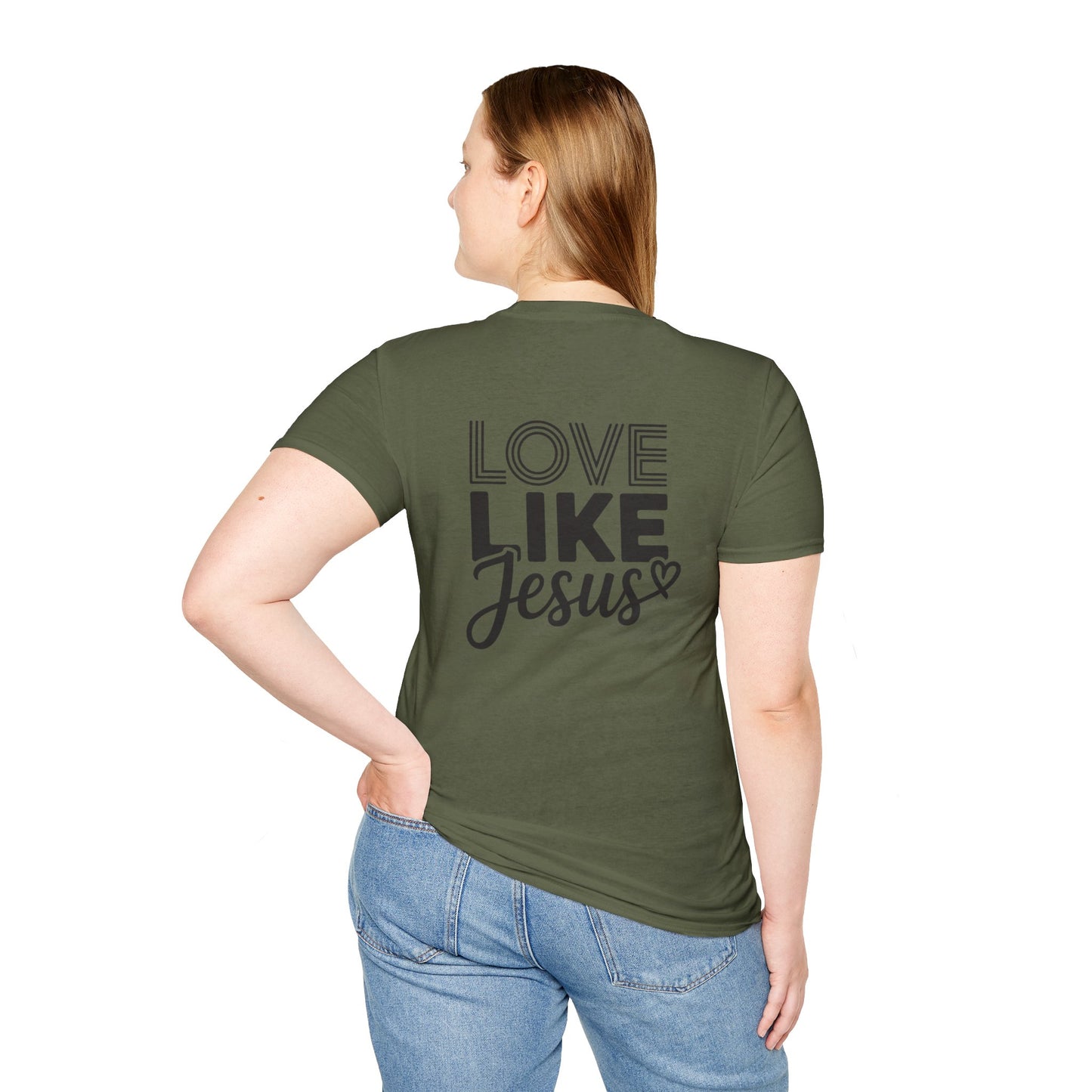 Heart & Cross Minimalist Tee — Small Chest Faith Graphic Shirt