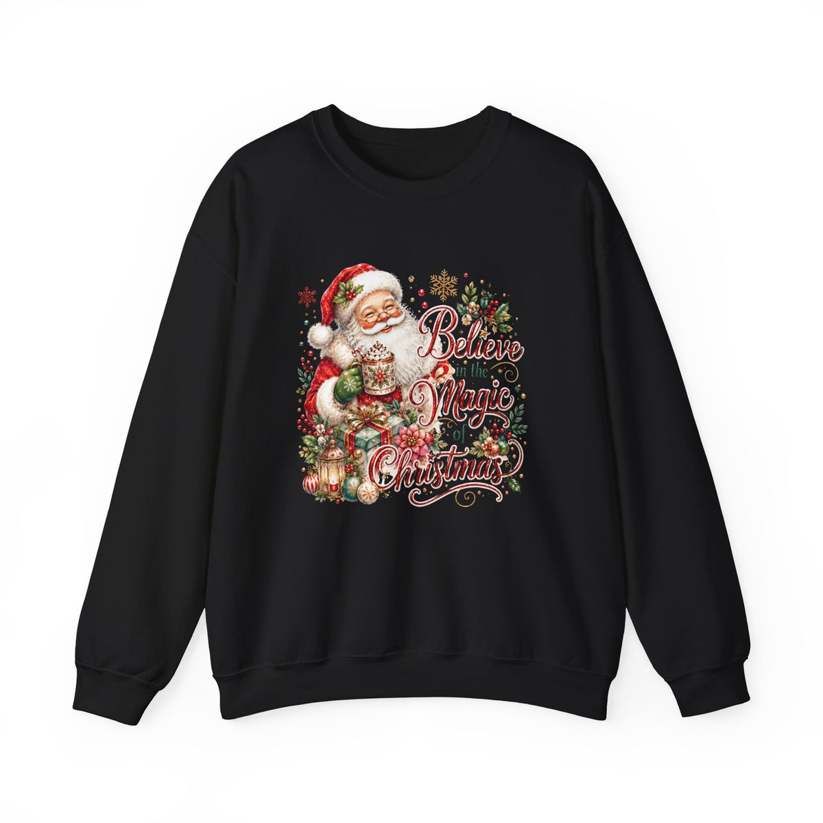 Believe in the Magic of Christmas Sweatshirt | Vintage Santa Christmas Crewneck for Women