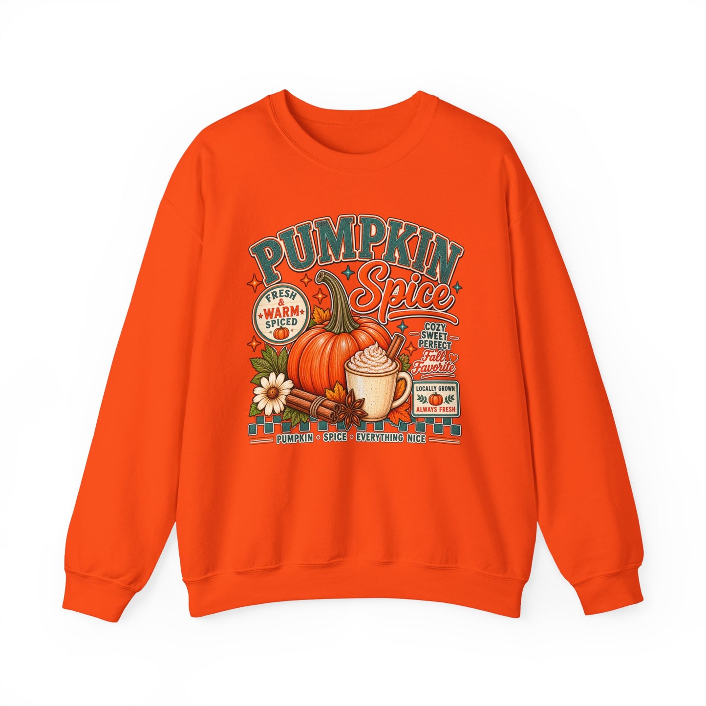 Pumpkin Spice Crewneck Sweatshirt — Cozy Fall Pumpkin Latte Graphic