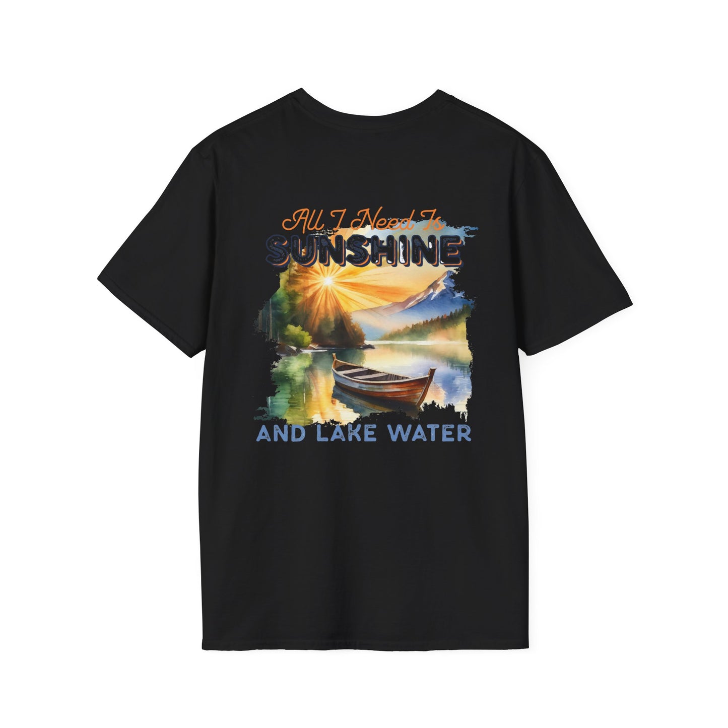 Sunshine & Lake Water Sunset T-Shirt — Boat on Lake View