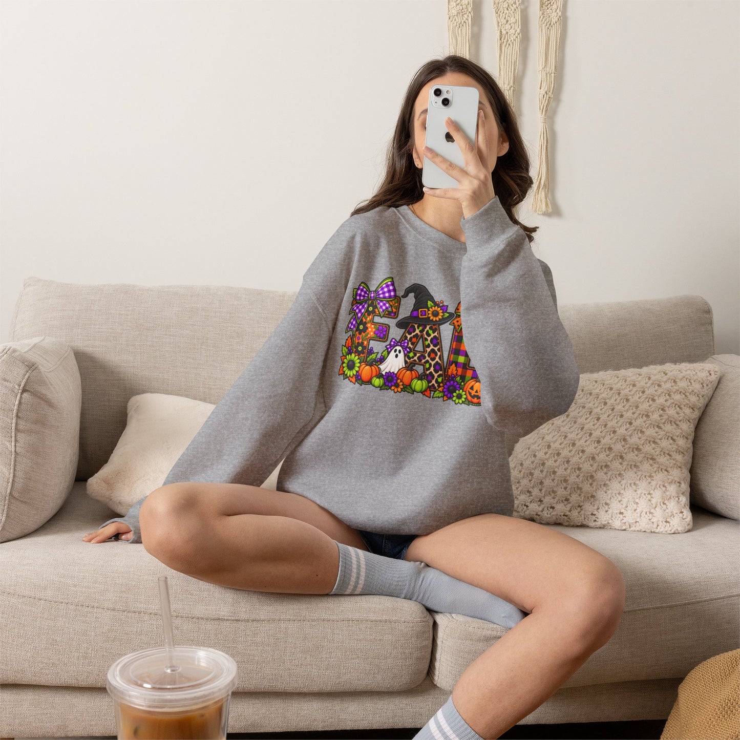Halloween Fall Crewneck Sweatshirt — Cute Spooky Fall Graphic