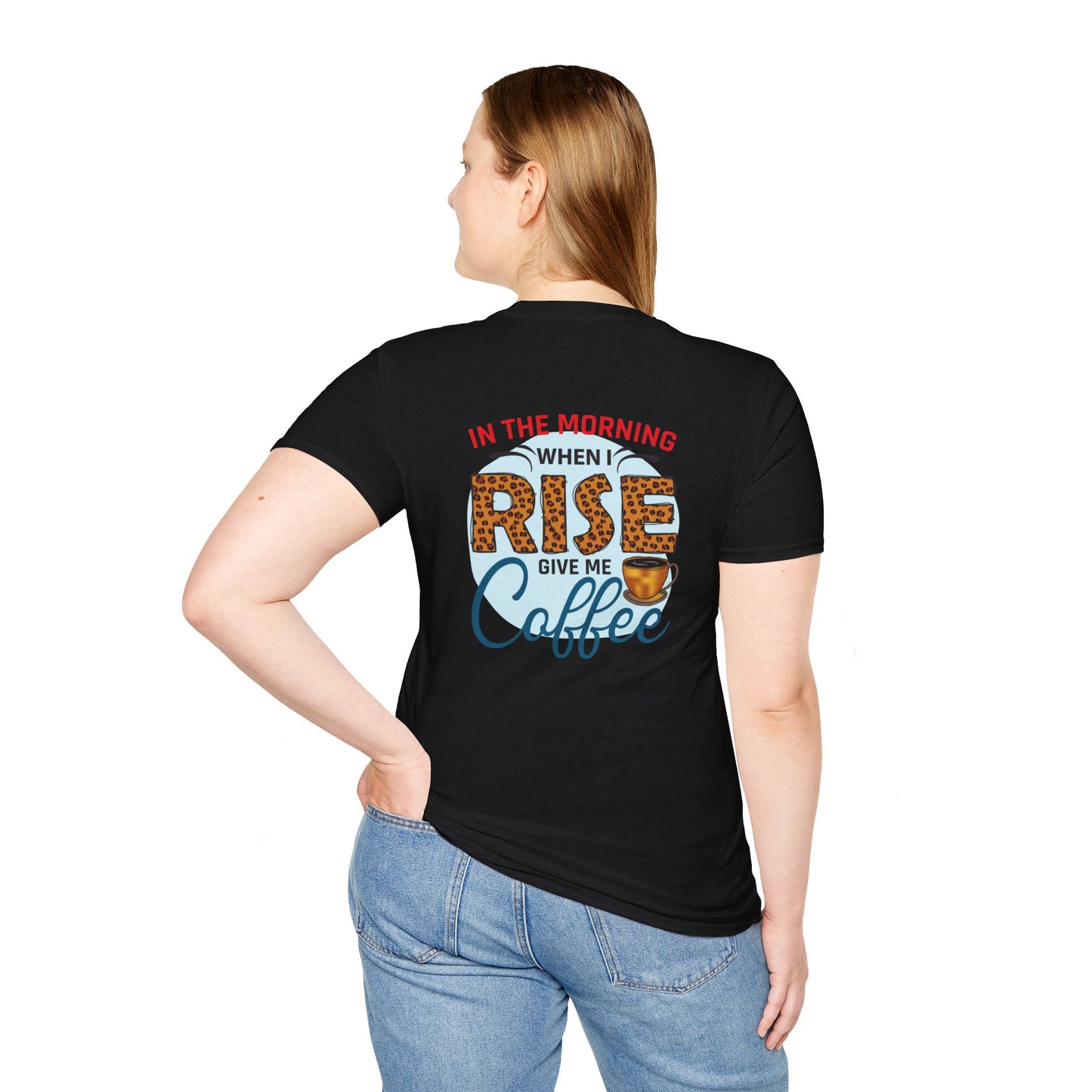 Coffee T-Shirt — "In the Morning When I Rise Give Me Coffee" Leopard Print