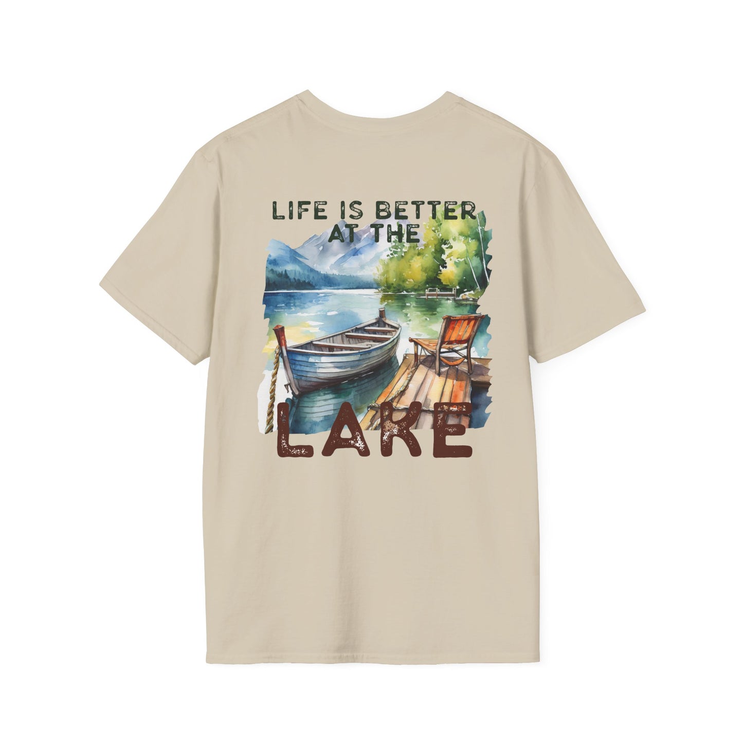 Lake Life T-Shirt — "Life Is Better at the Lake" Boat, Dock & Rocking Chair Design