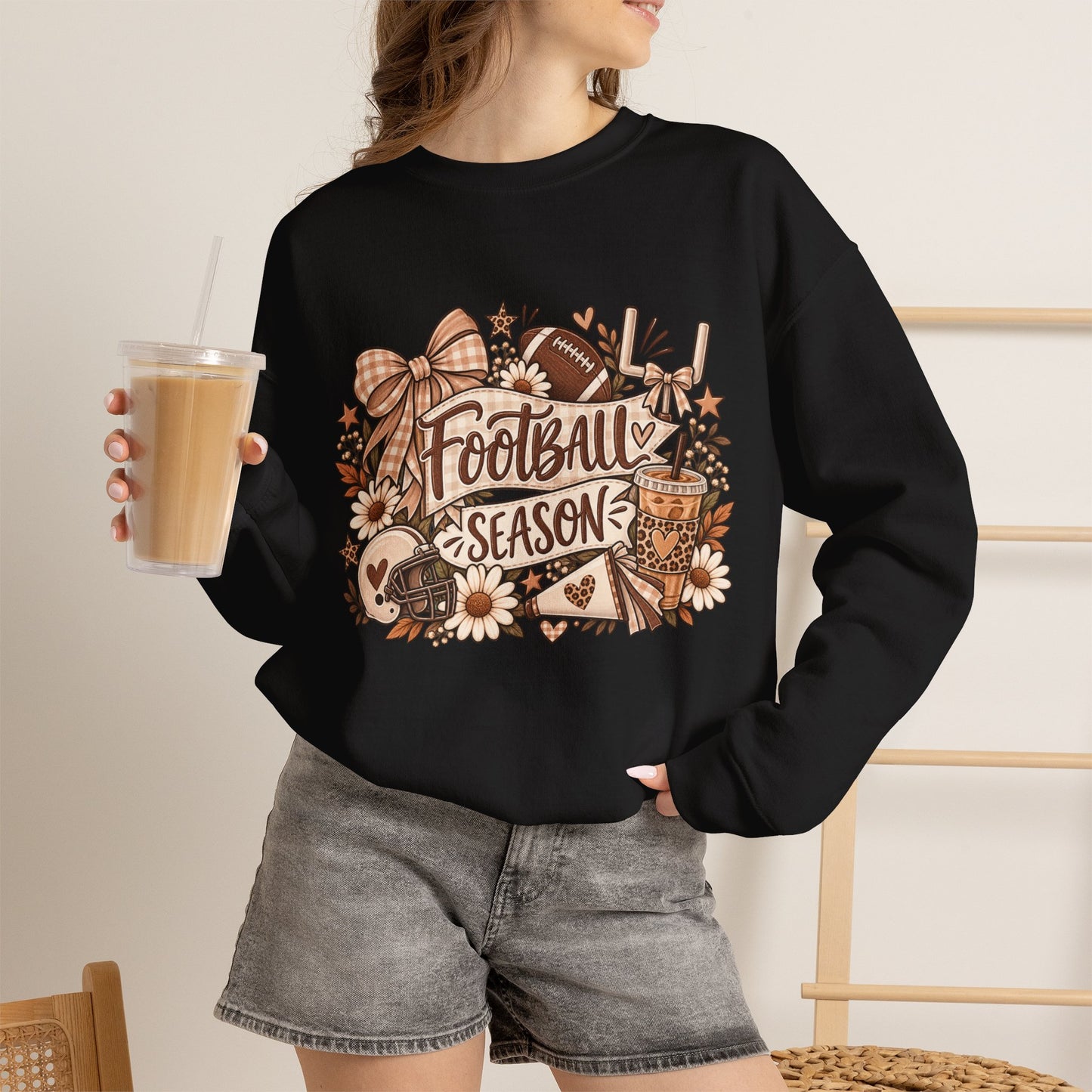 Football Season Crewneck Sweatshirt — Autumn Tailgate Graphic