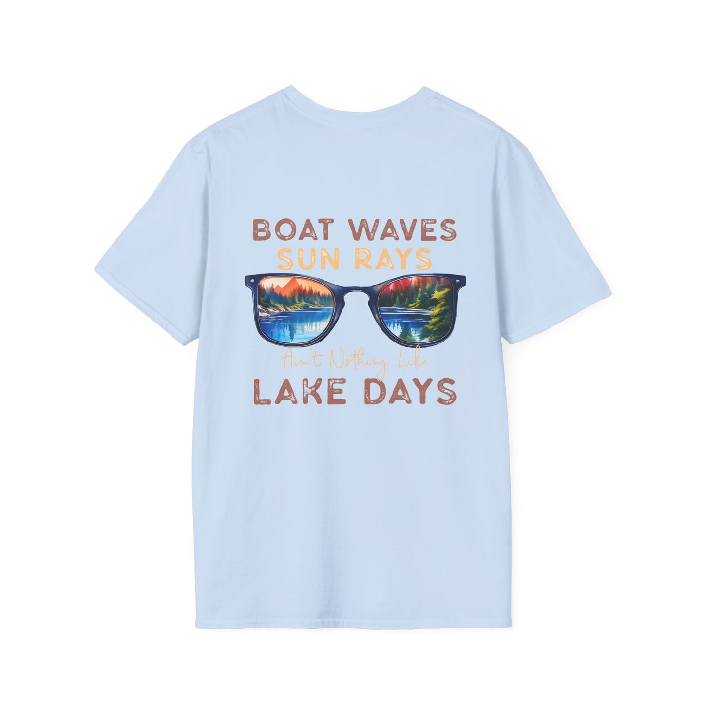 Lake View Sunglasses Tee — Boat, Waves & Sun Rays T-Shirt