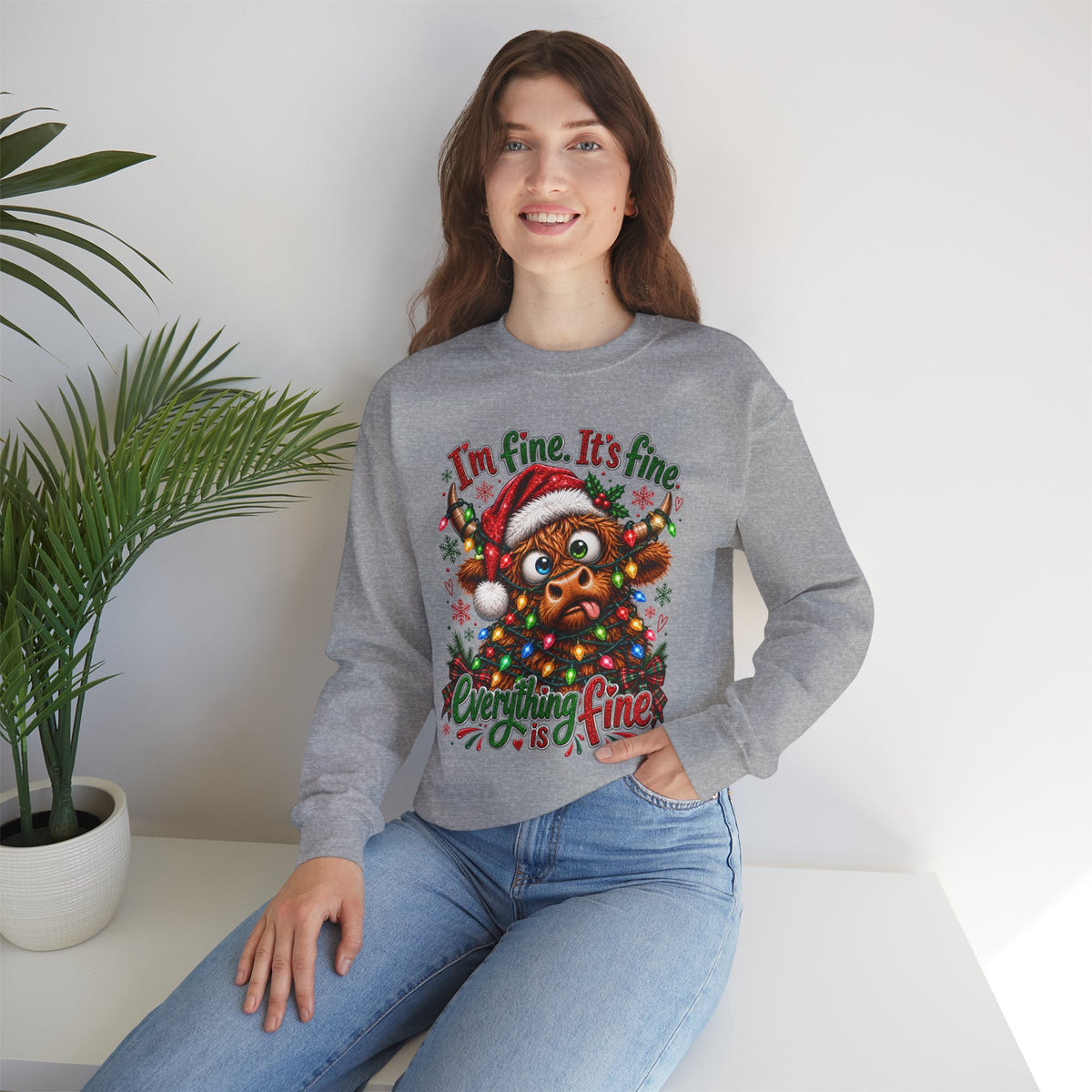 I’m Fine It’s Fine Everything Is Fine Sloth Christmas Sweatshirt
