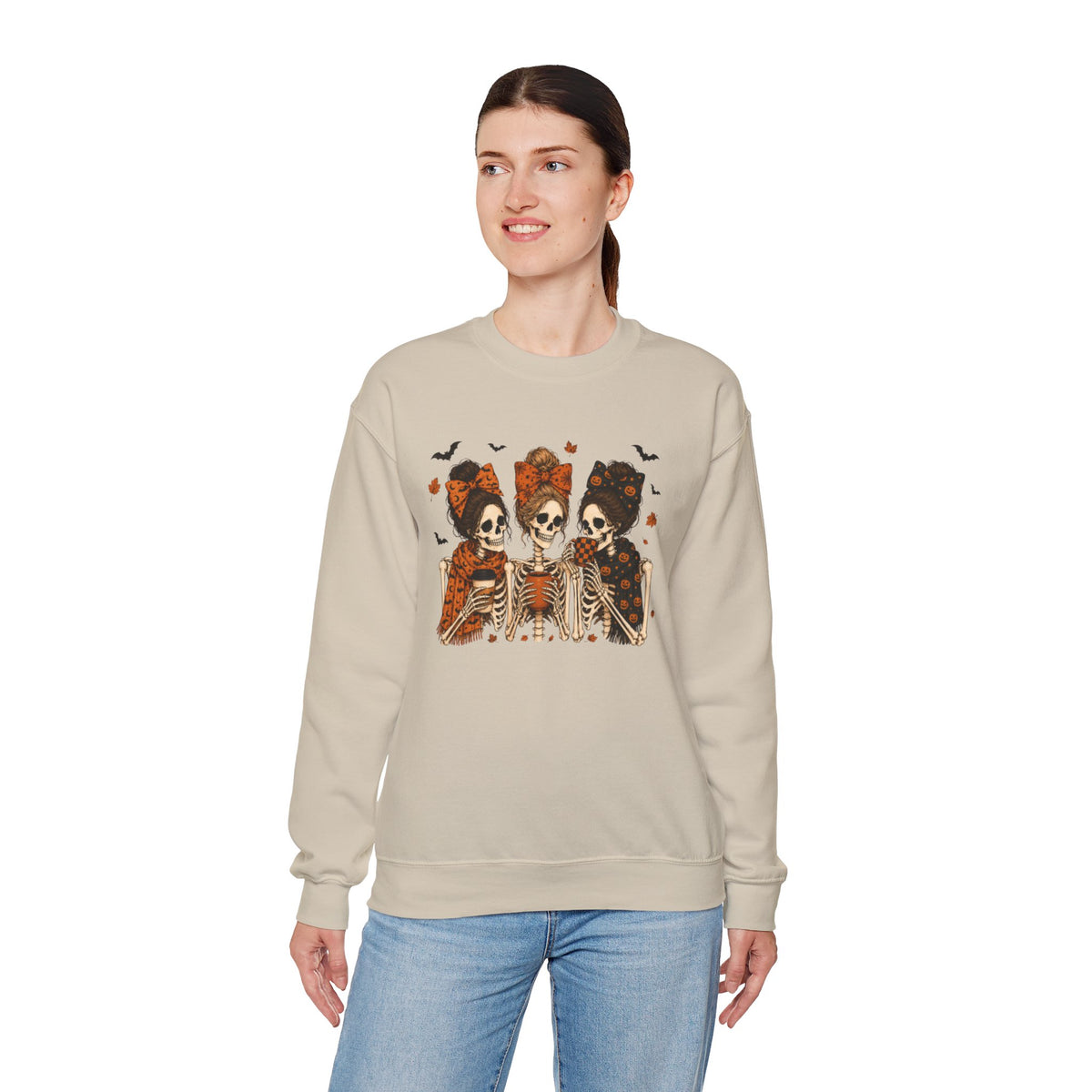 Skeleton Sisters Crewneck Sweatshirt — Halloween Day of the Dead Gothic Graphic