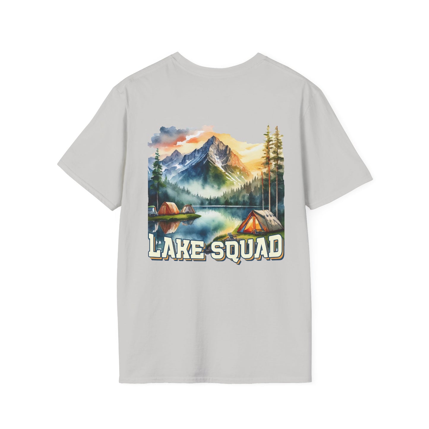 Lake Squad Camping T-Shirt — Scenic Mountain & Tent Outdoors Tee