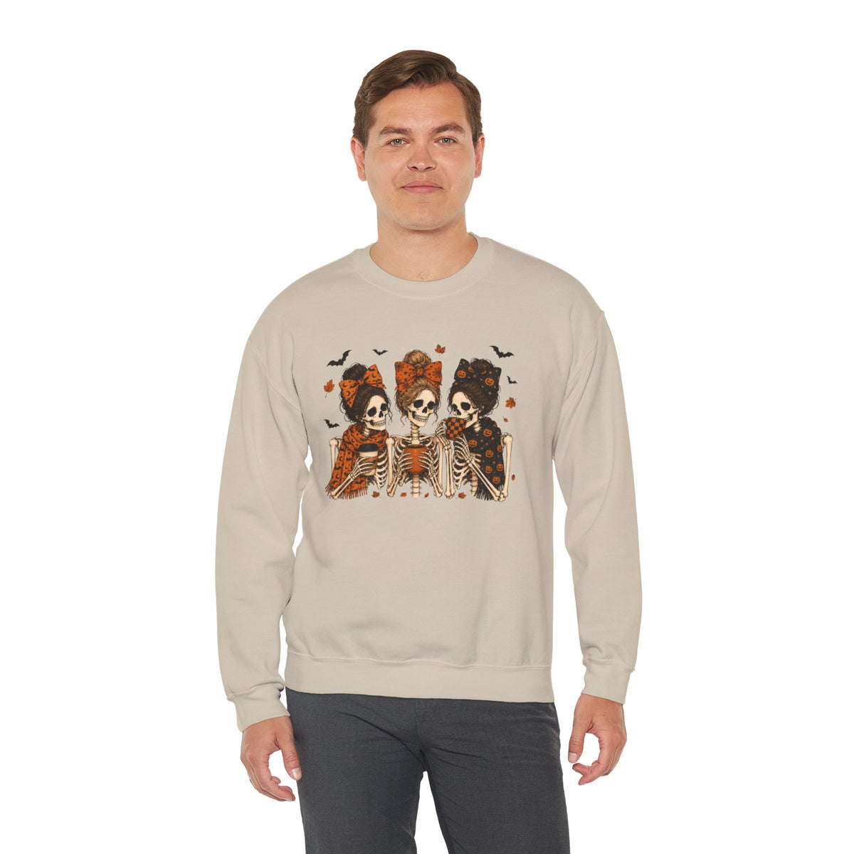 Skeleton Sisters Crewneck Sweatshirt — Halloween Day of the Dead Gothic Graphic