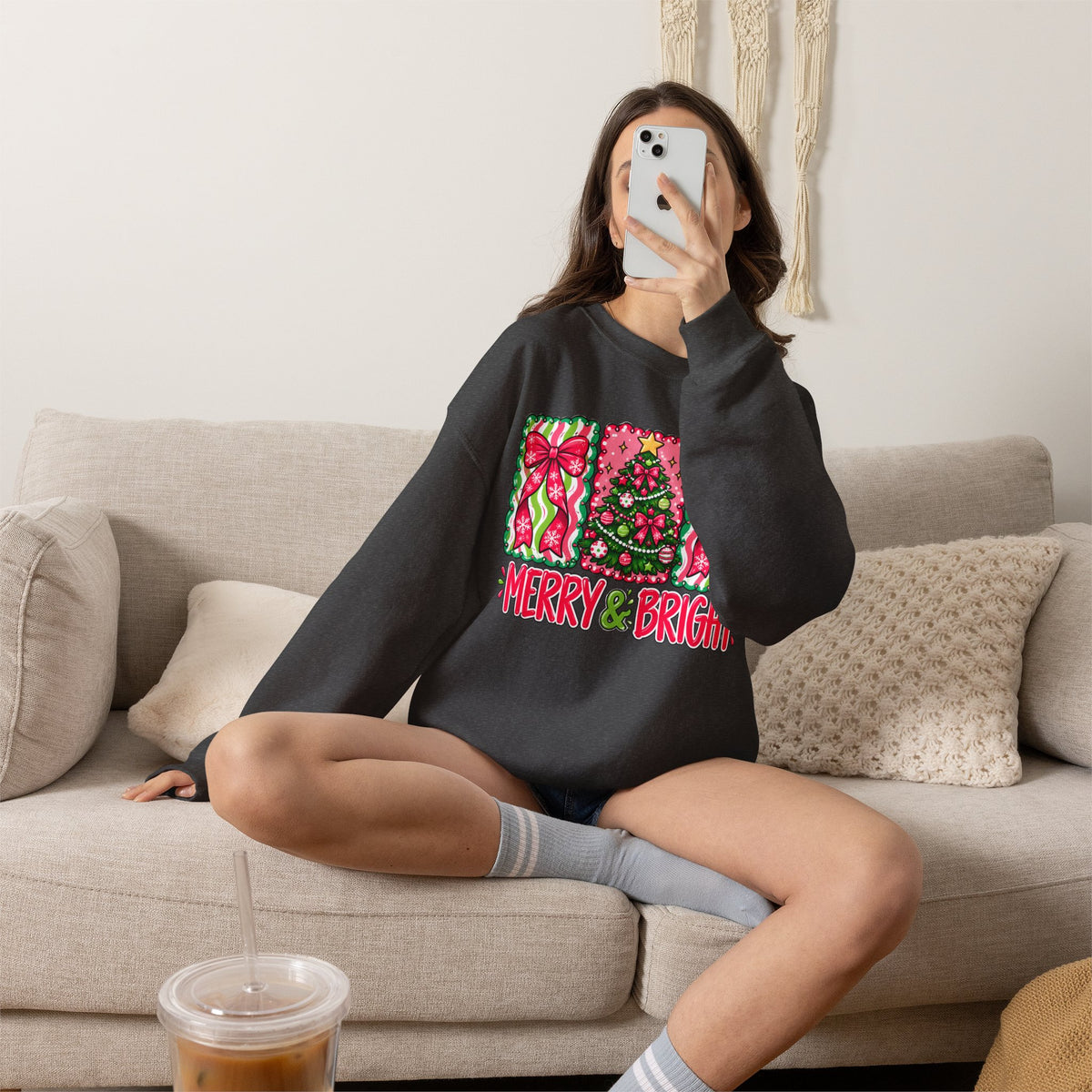 Merry & Bright Christmas Crewneck Sweatshirt