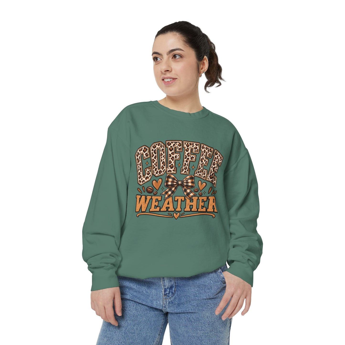 Coffee Weather Sweatshirt | Leopard Print, Hearts, Cozy Fall Tee
