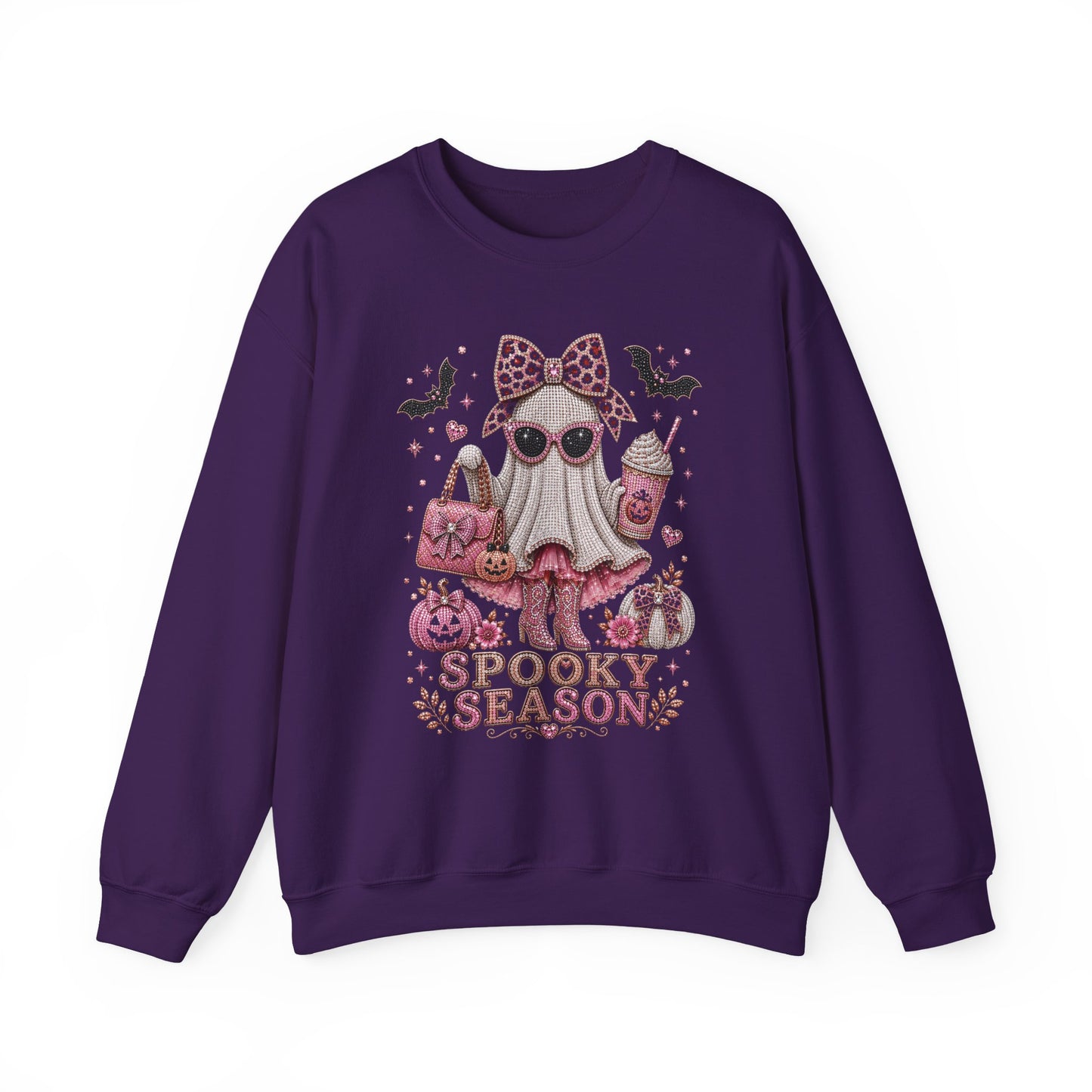 Spooky Season Ghost Crewneck Sweatshirt — Cute Pink Halloween Graphic