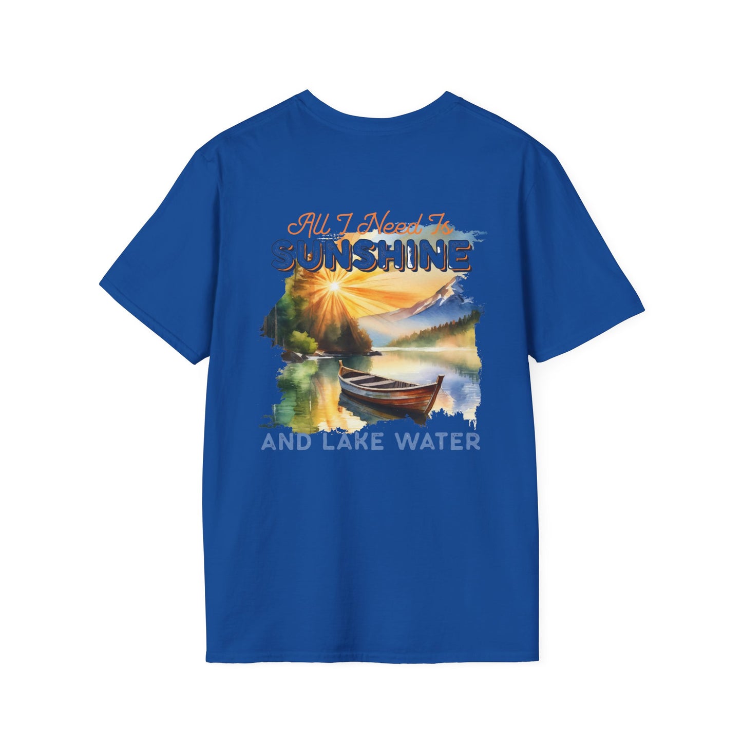 Sunshine & Lake Water Sunset T-Shirt — Boat on Lake View