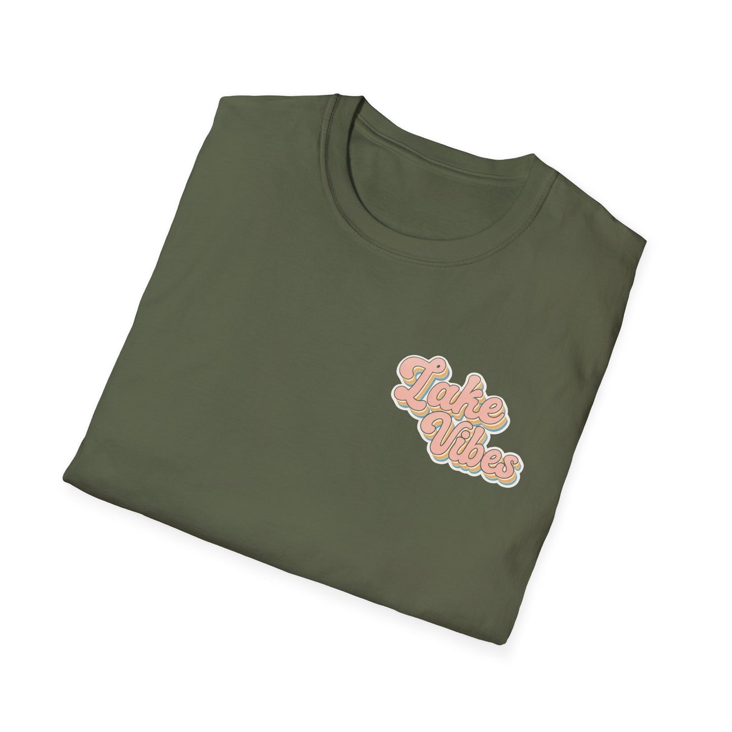Lake Vibes T-Shirt — Pastel Scenic Watercolor Lake Tee