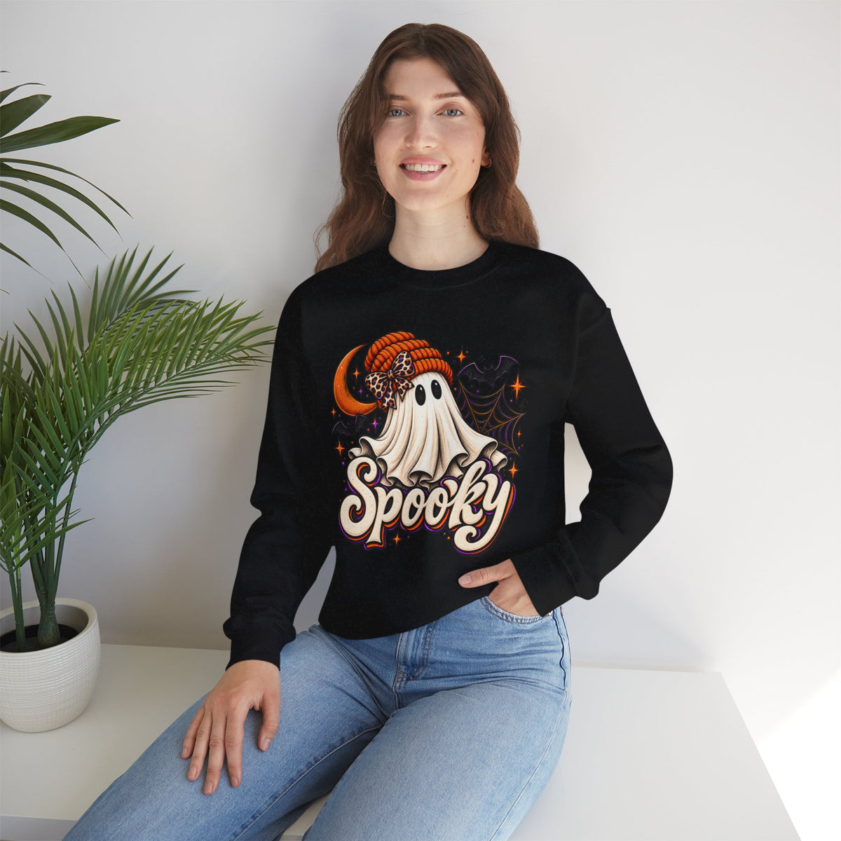 Halloween 'Spooky' Ghost Crewneck Sweatshirt