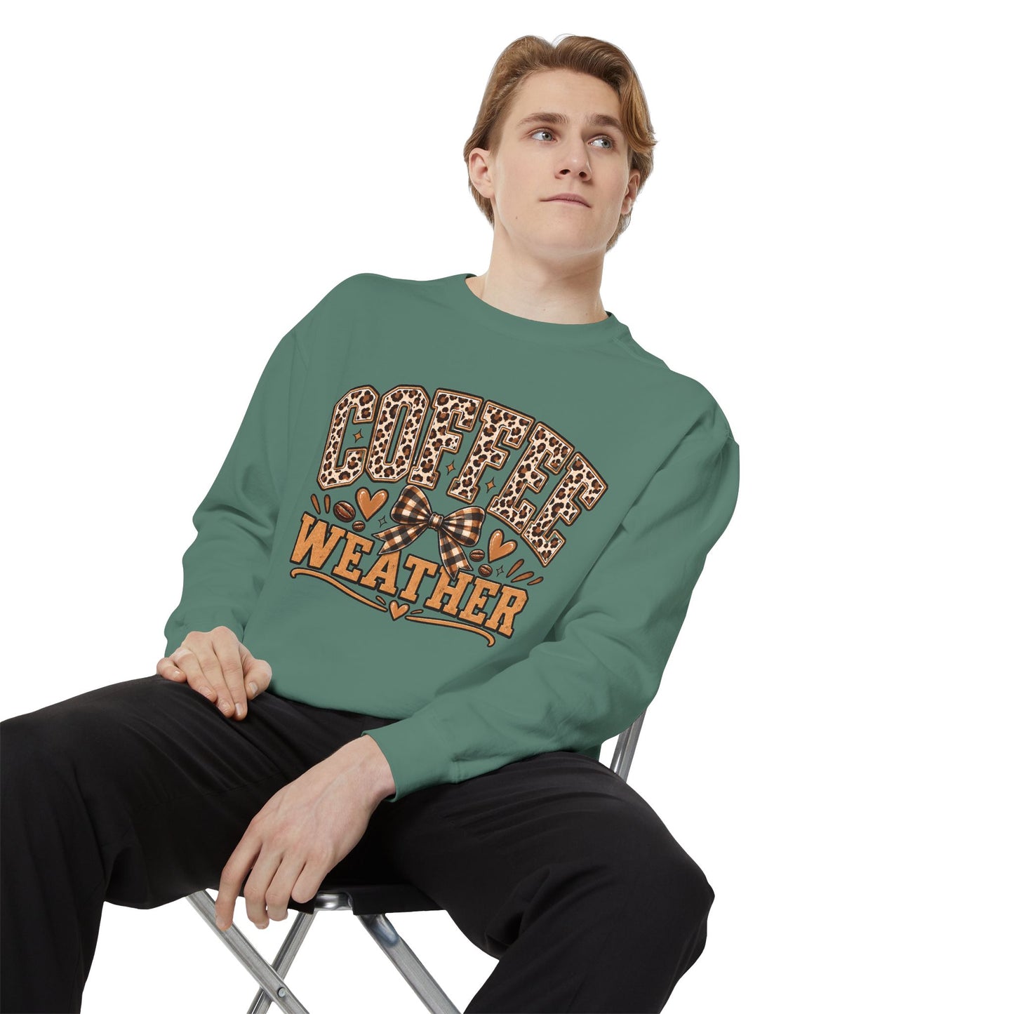 Coffee Weather Sweatshirt | Leopard Print, Hearts, Cozy Fall Tee