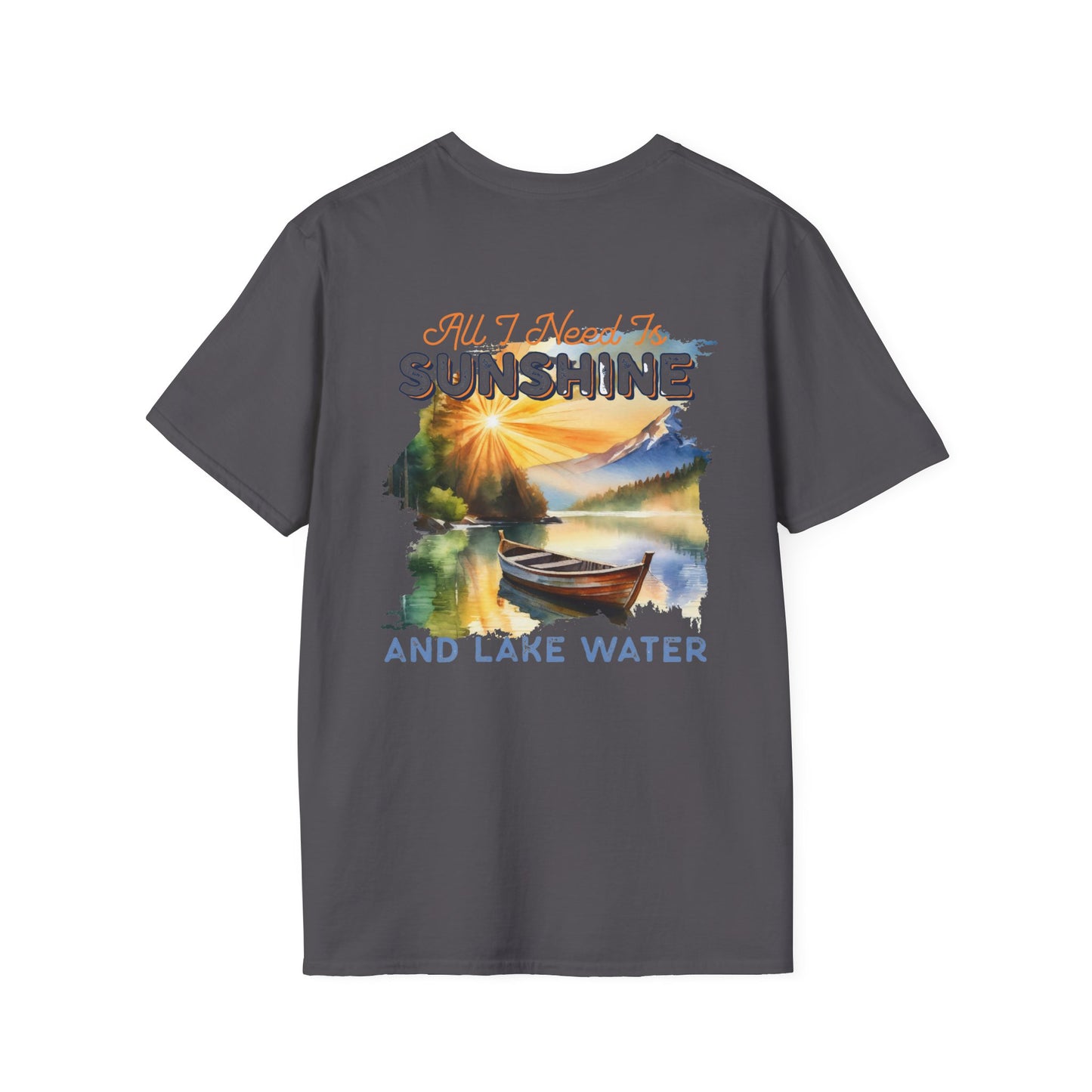 Sunshine & Lake Water Sunset T-Shirt — Boat on Lake View