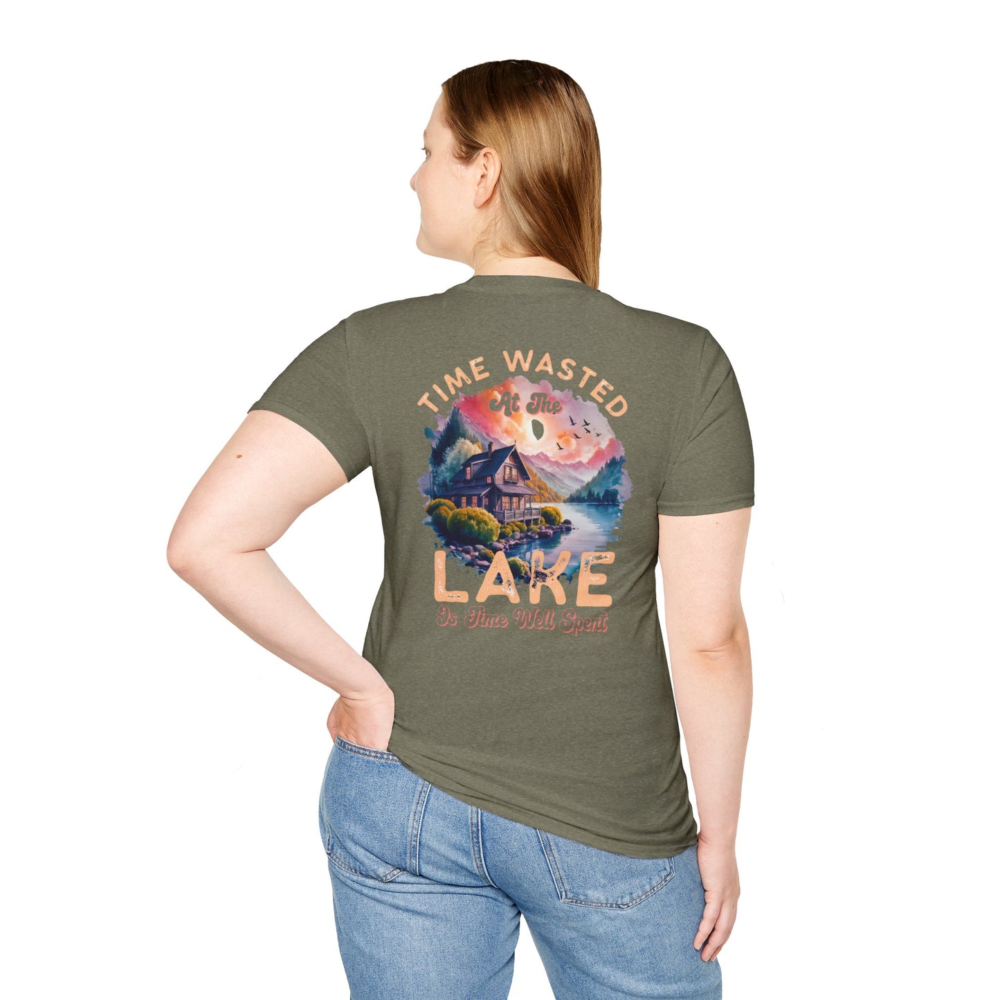 Lake Cabin T-Shirt — "Time Wasted at the Lake Is Time Well Spent"