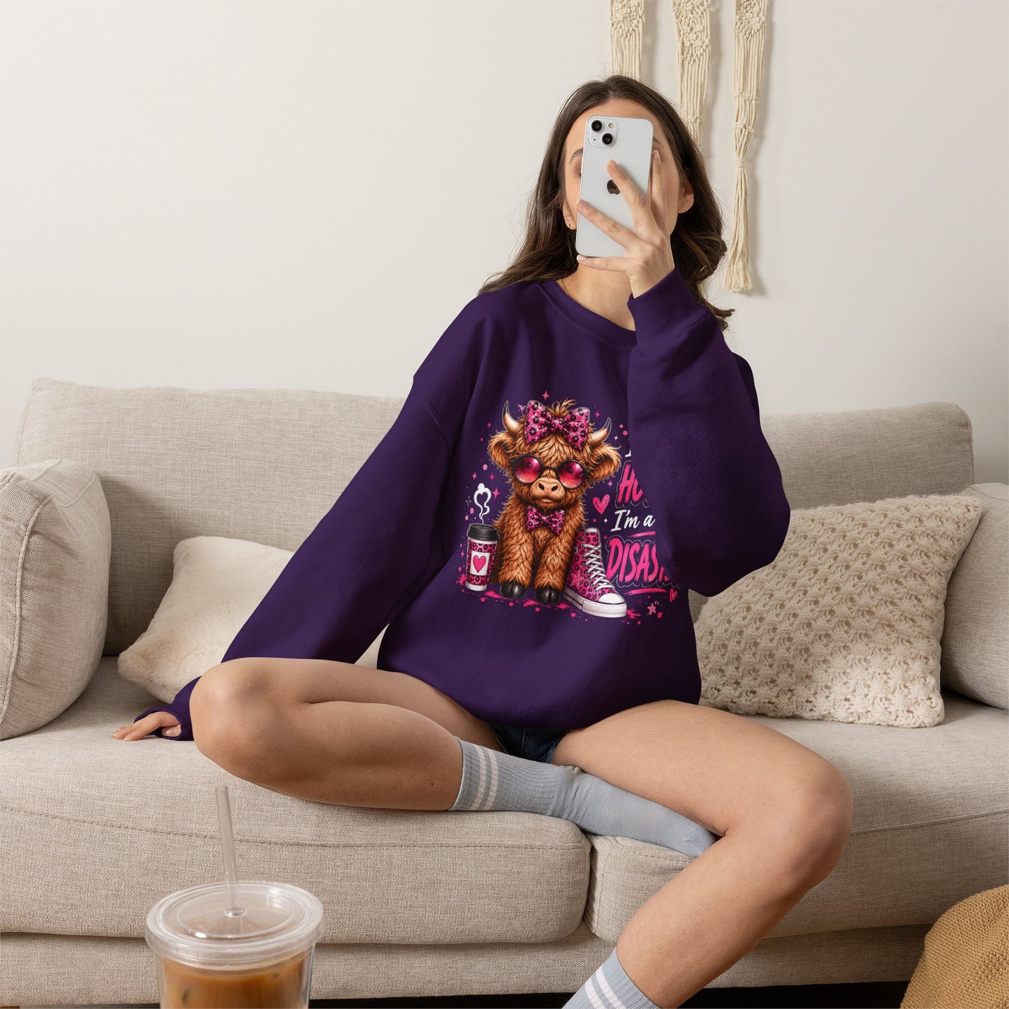 Spicy Disaster Dog Crewneck Sweatshirt — “I’m not a hot mess, I’m a spicy disaster” Graphic Sweatshirt
