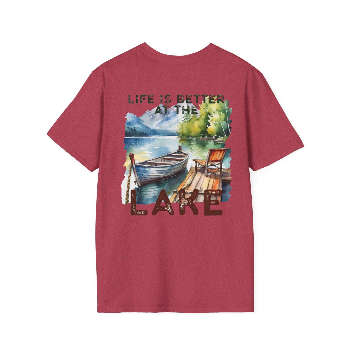 Lake Life T-Shirt — "Life Is Better at the Lake" Boat, Dock & Rocking Chair Design