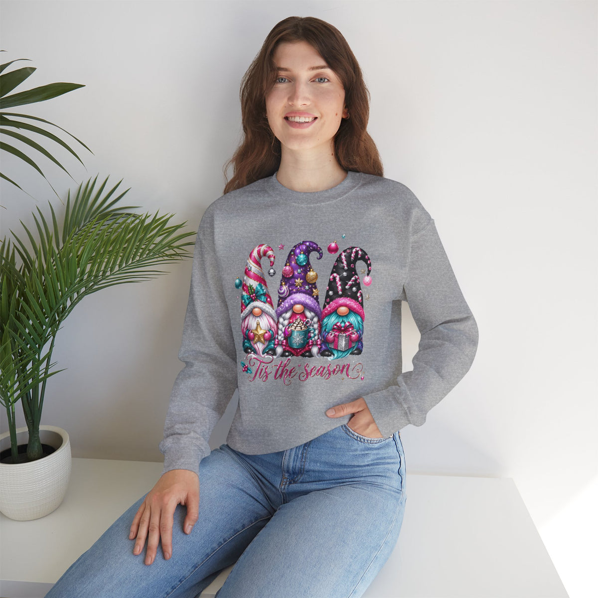 Christmas Gnome Sweatshirt - 'Tis the Season Holiday Crewneck