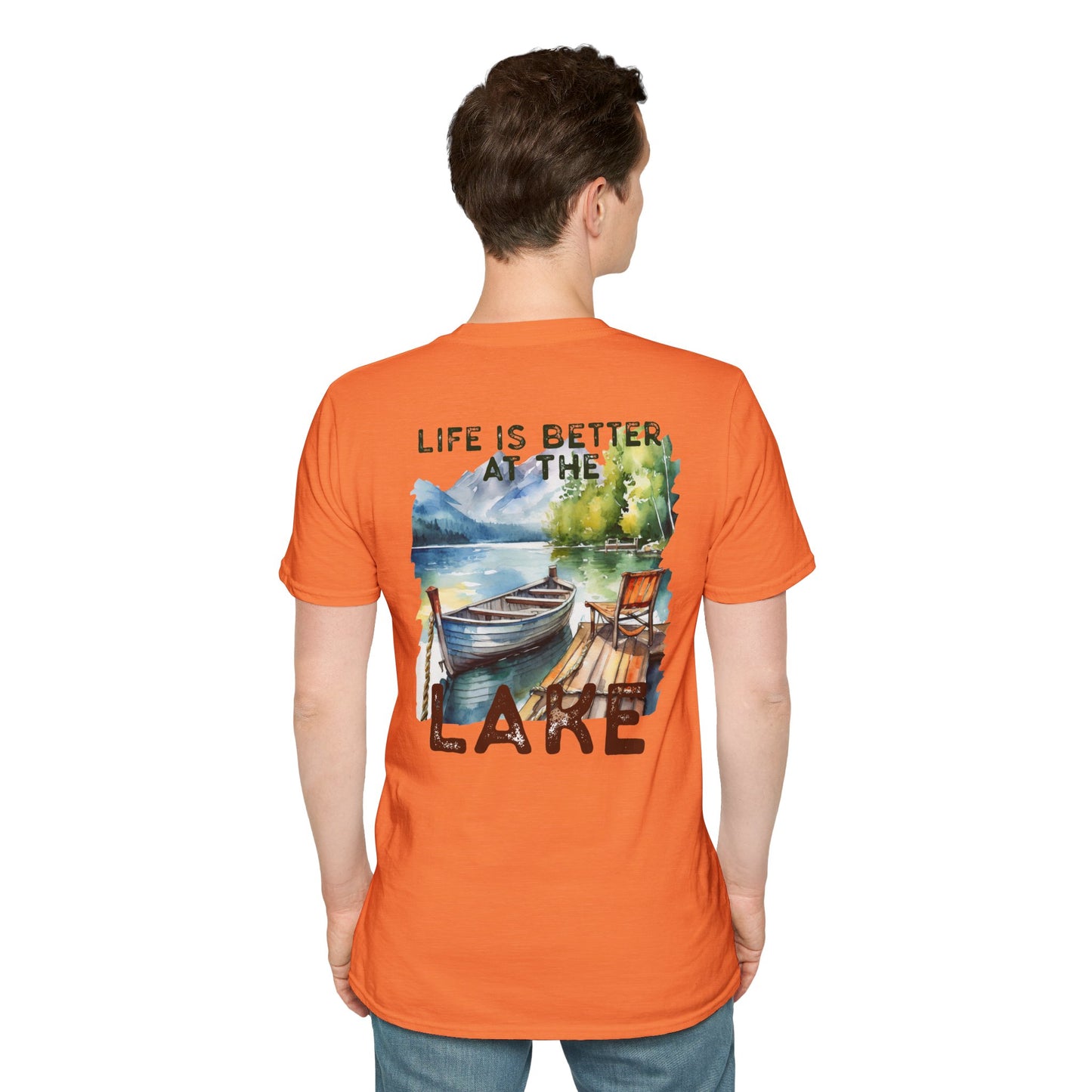 Lake Life T-Shirt — "Life Is Better at the Lake" Boat, Dock & Rocking Chair Design
