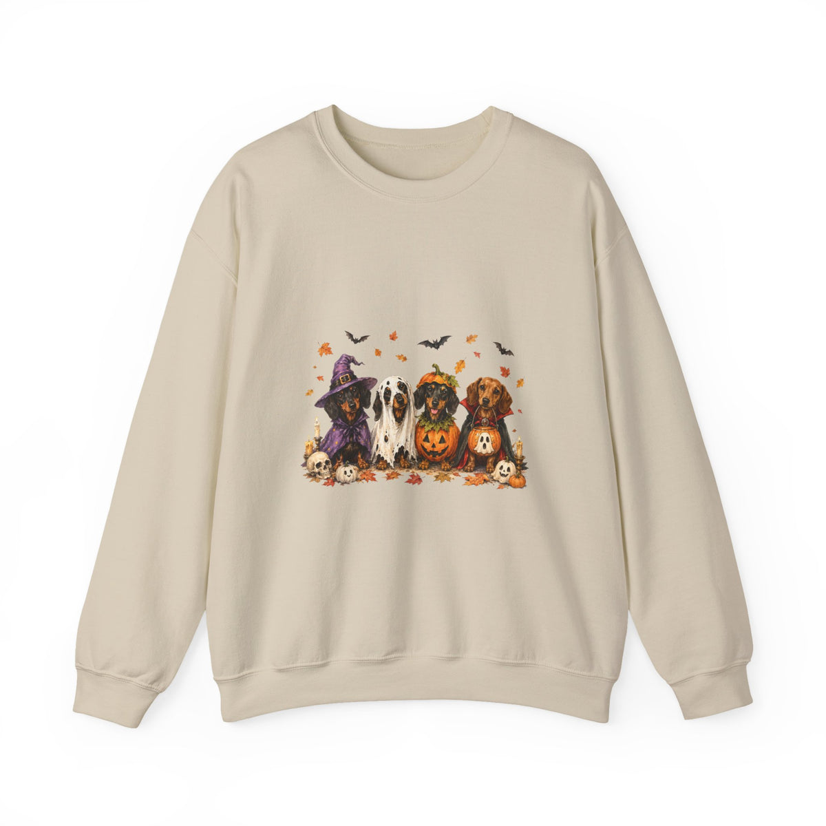 Halloween Dogs Crewneck Sweatshirt — Cute Pups in Witch Hats & Jack‑o’‑Lanterns