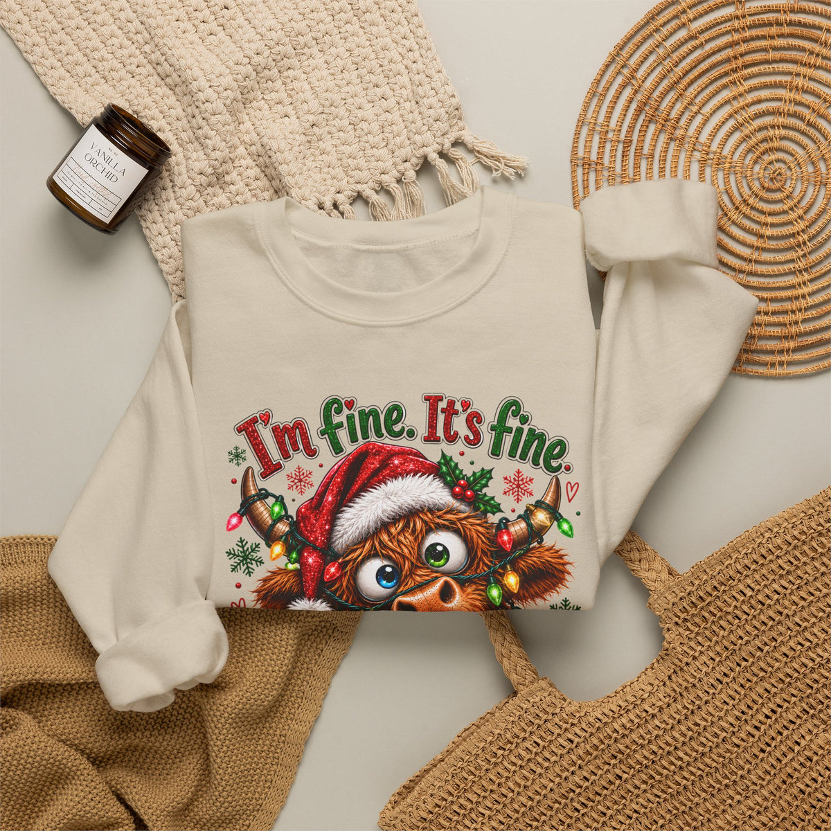 I’m Fine It’s Fine Everything Is Fine Sloth Christmas Sweatshirt
